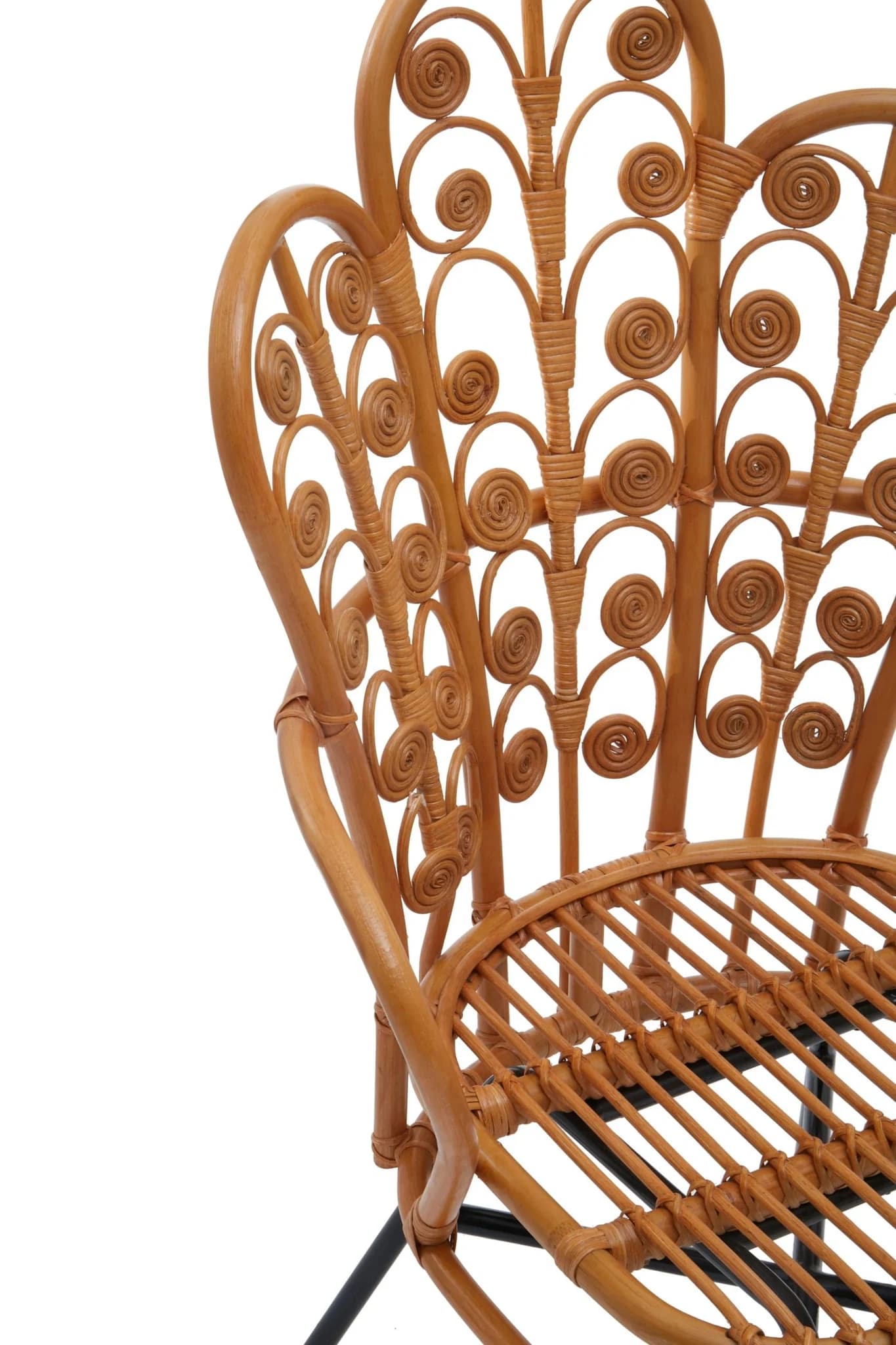Java Natural Rattan Scalloped Back Accent Chair with Black Legs - Seating, photo 5 of 6