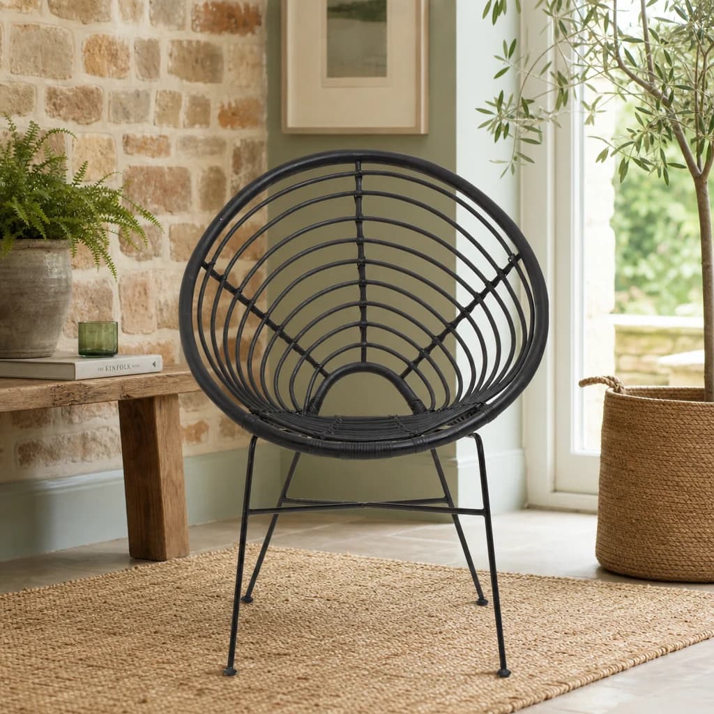 Java Black Rattan Round Chair - Seating, photo 1 of 8