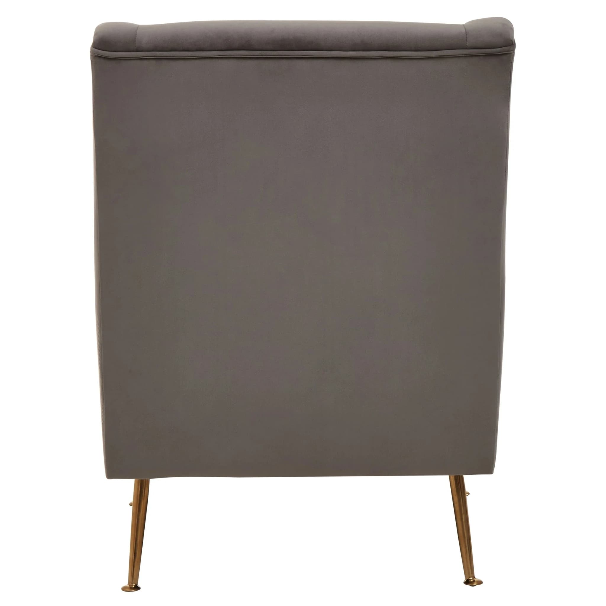 Doucet Grey Velvet Chair With Gold Finish Legs - Seating, photo 2 of 8