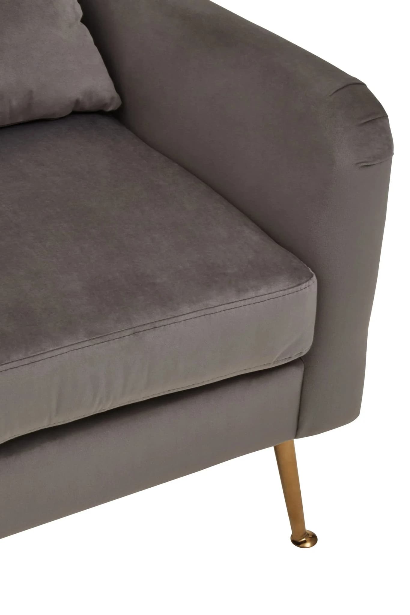 Doucet Grey Velvet Chair With Gold Finish Legs - Seating, photo 5 of 8