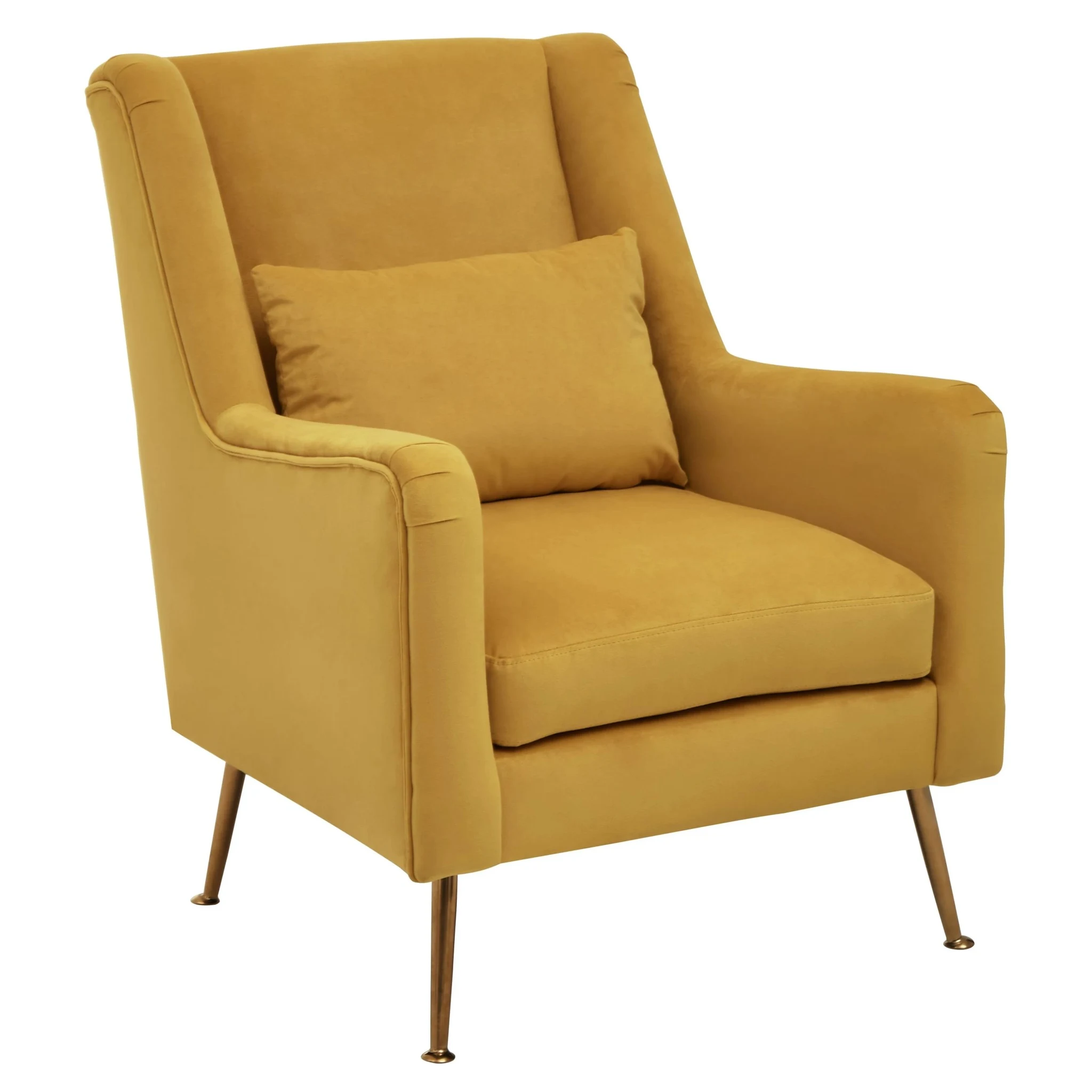 Doucet Yellow Velvet Chair With Gold Finish Legs - Seating, photo 4 of 8