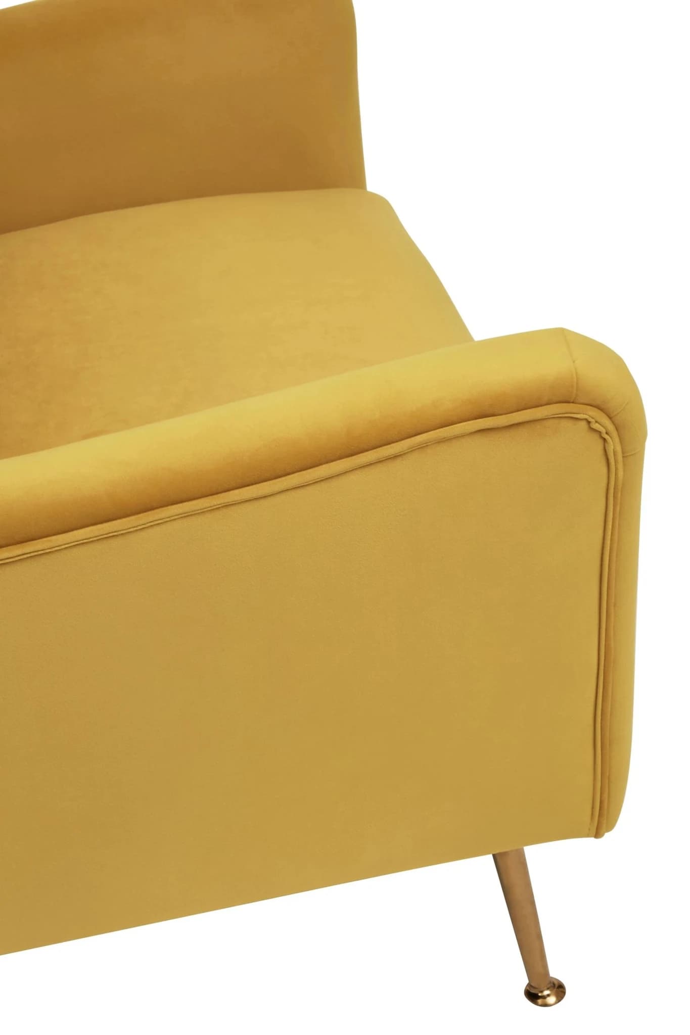 Doucet Yellow Velvet Chair With Gold Finish Legs - Seating, photo 5 of 8