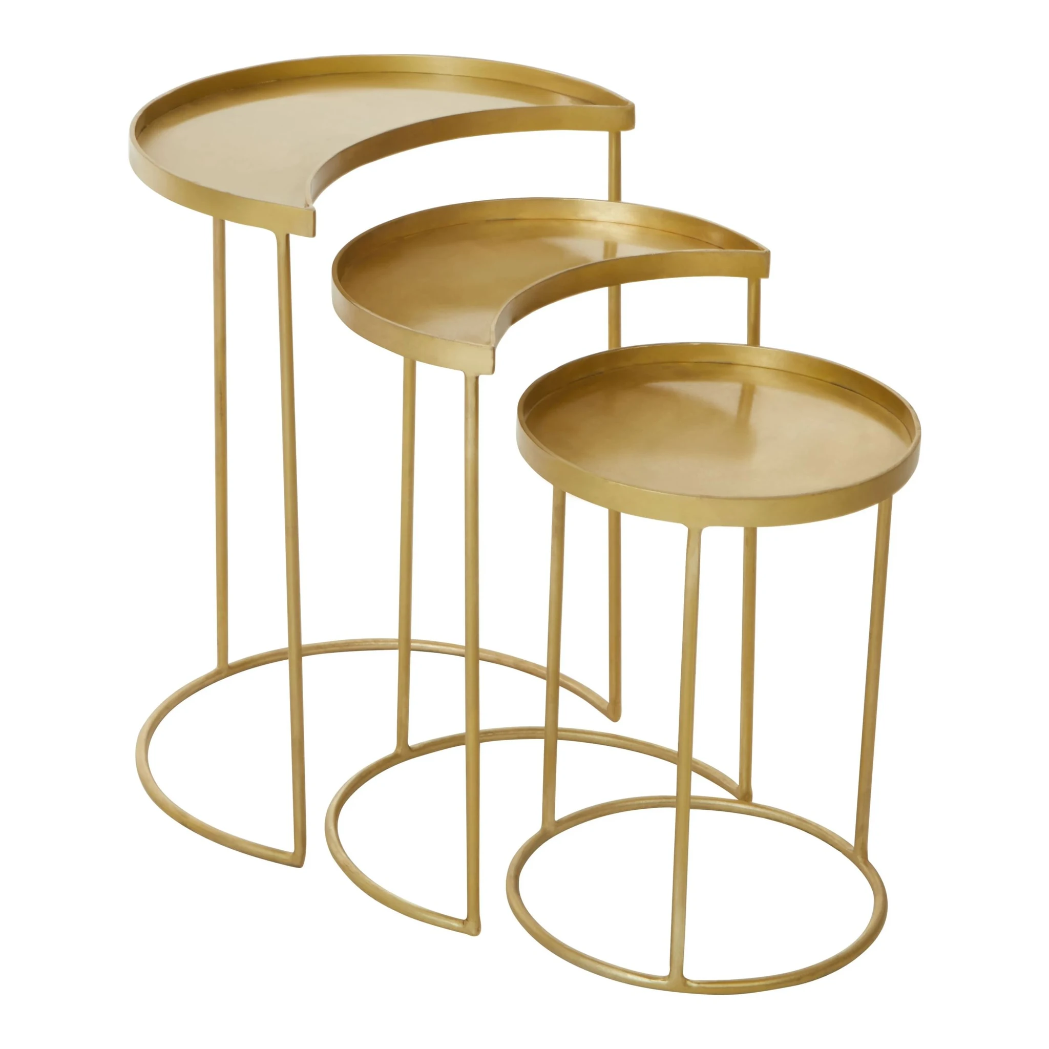 Suar Antique Brass Finish Set of 3 Nesting Tables - Tables, photo 5 of 8