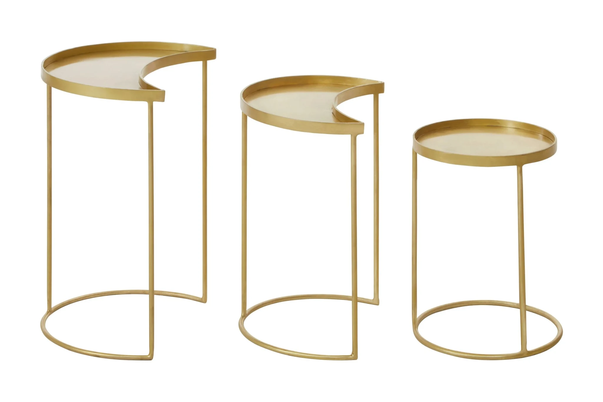 Suar Antique Brass Finish Set of 3 Nesting Tables - Tables, photo 4 of 8