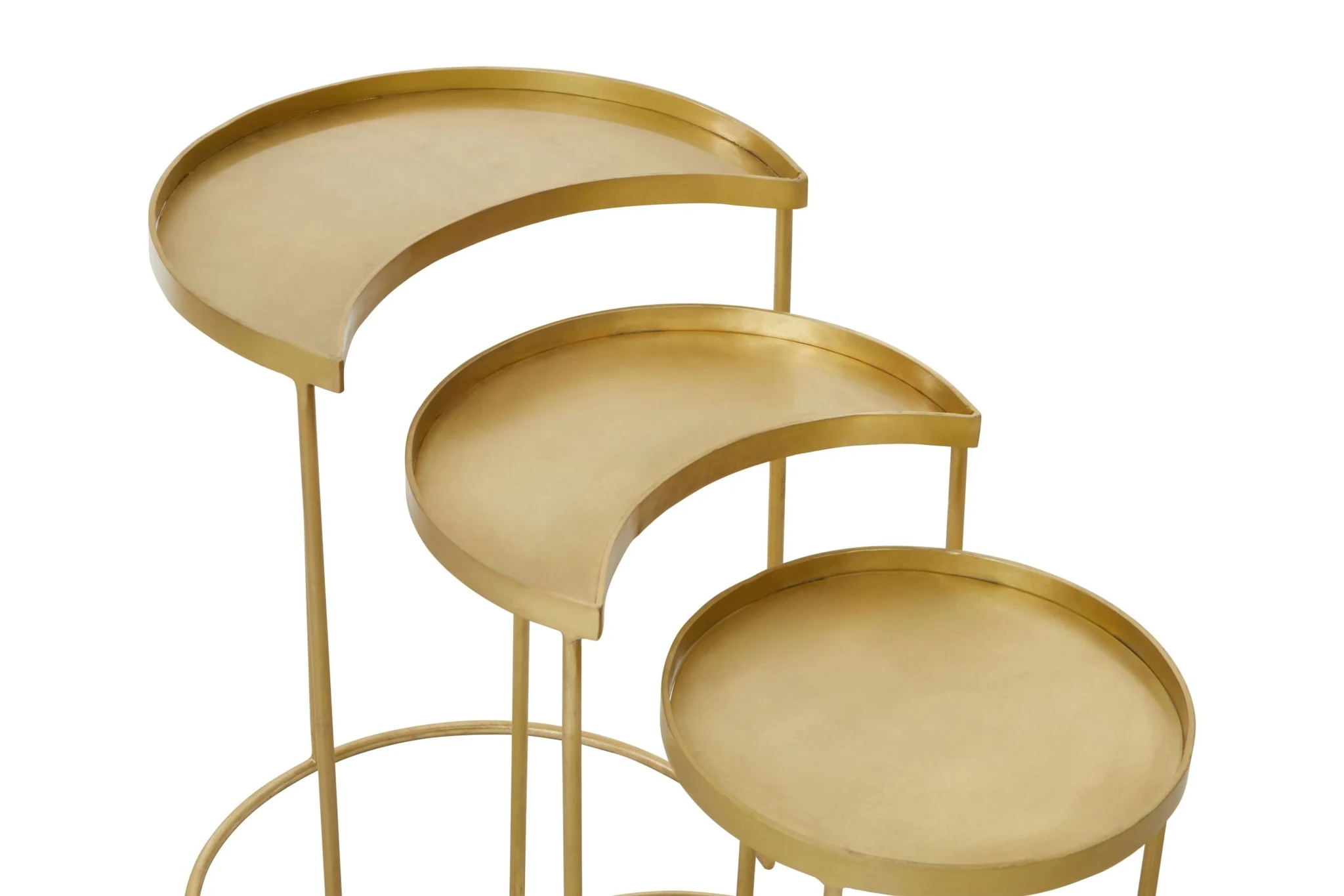 Suar Antique Brass Finish Set of 3 Nesting Tables - Tables, photo 8 of 8