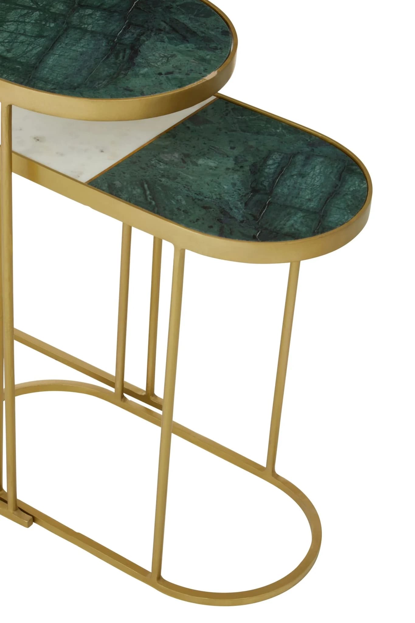 Suar Marble and Brass Finish Set of 2 Oval Nesting Tables - Tables, photo 8 of 8
