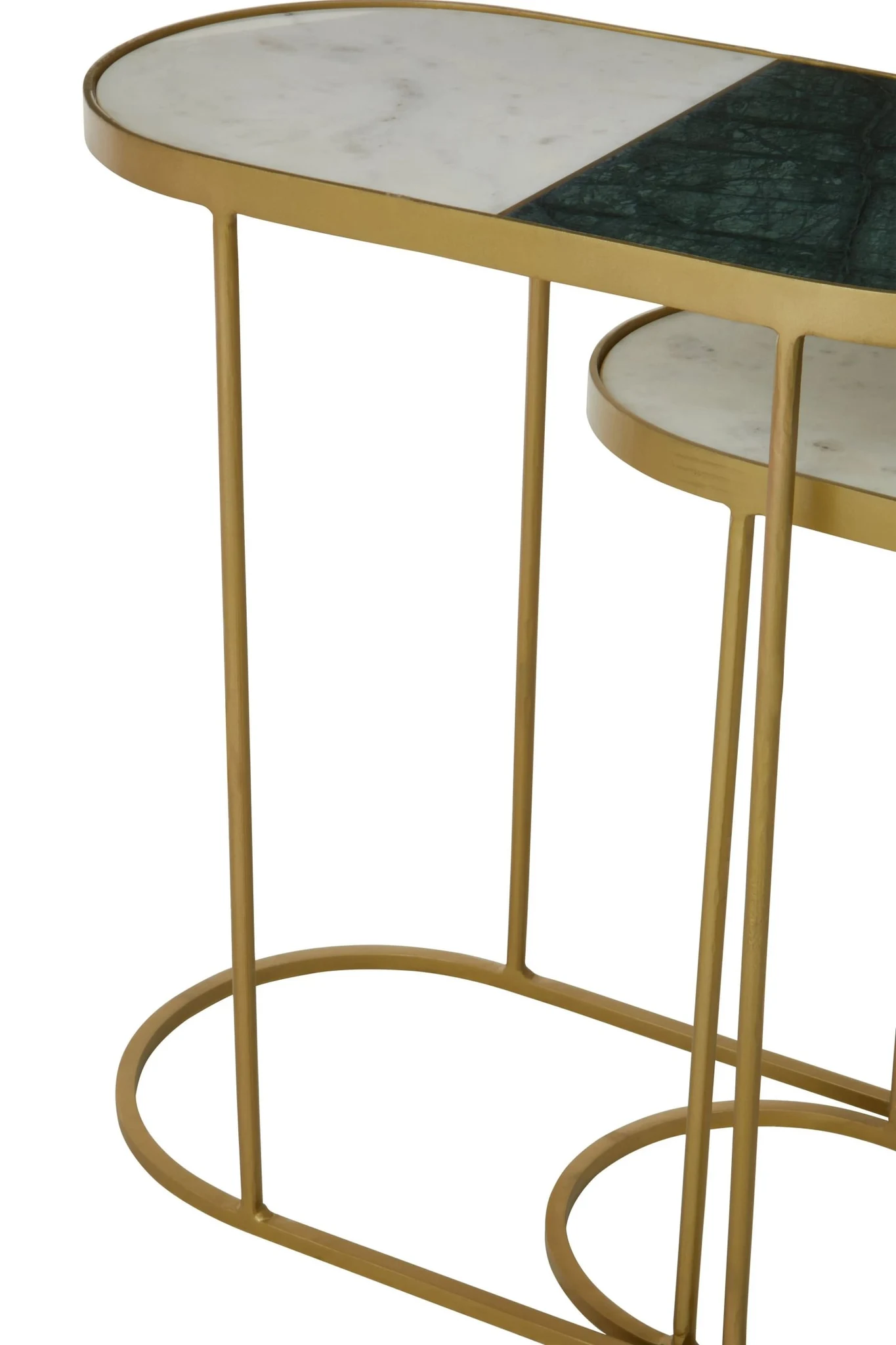 Suar Marble and Brass Finish Set of 2 Oval Nesting Tables - Tables, photo 5 of 8