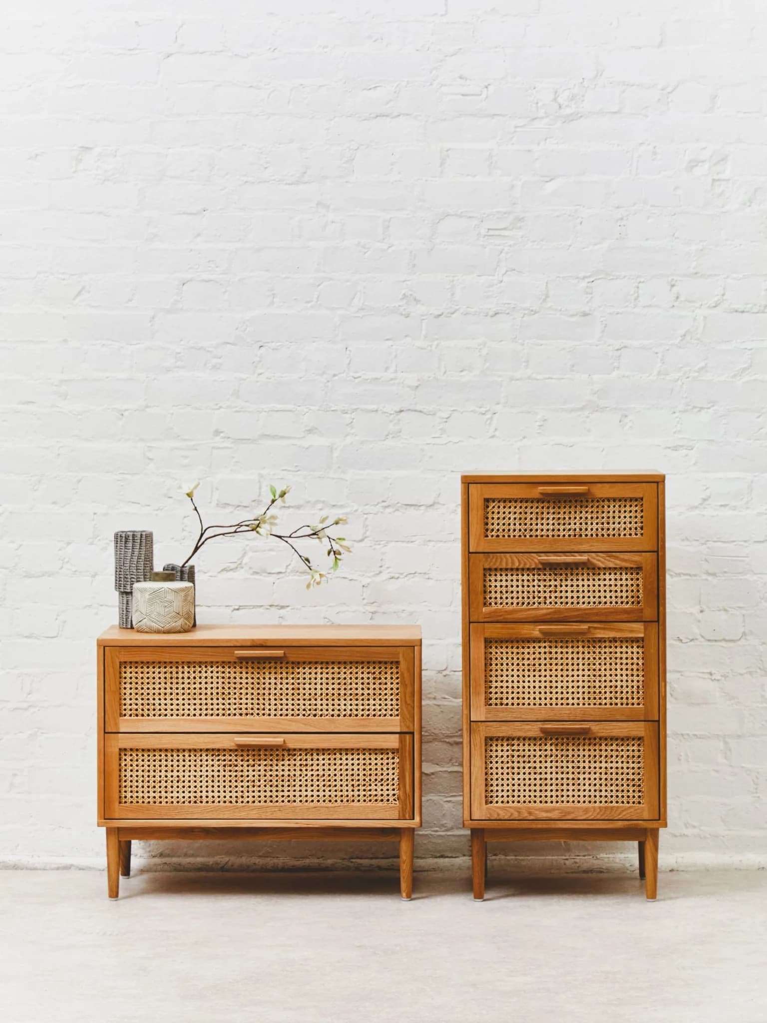 Lyon Rattan and Oak Wood Chest of Four Drawers - Furniture, photo 6 of 8