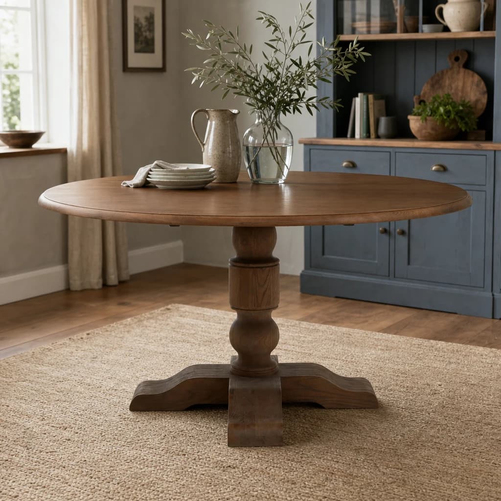 Parkside Dark Oak Wood Round Dining Table - Tables, photo 1 of 6