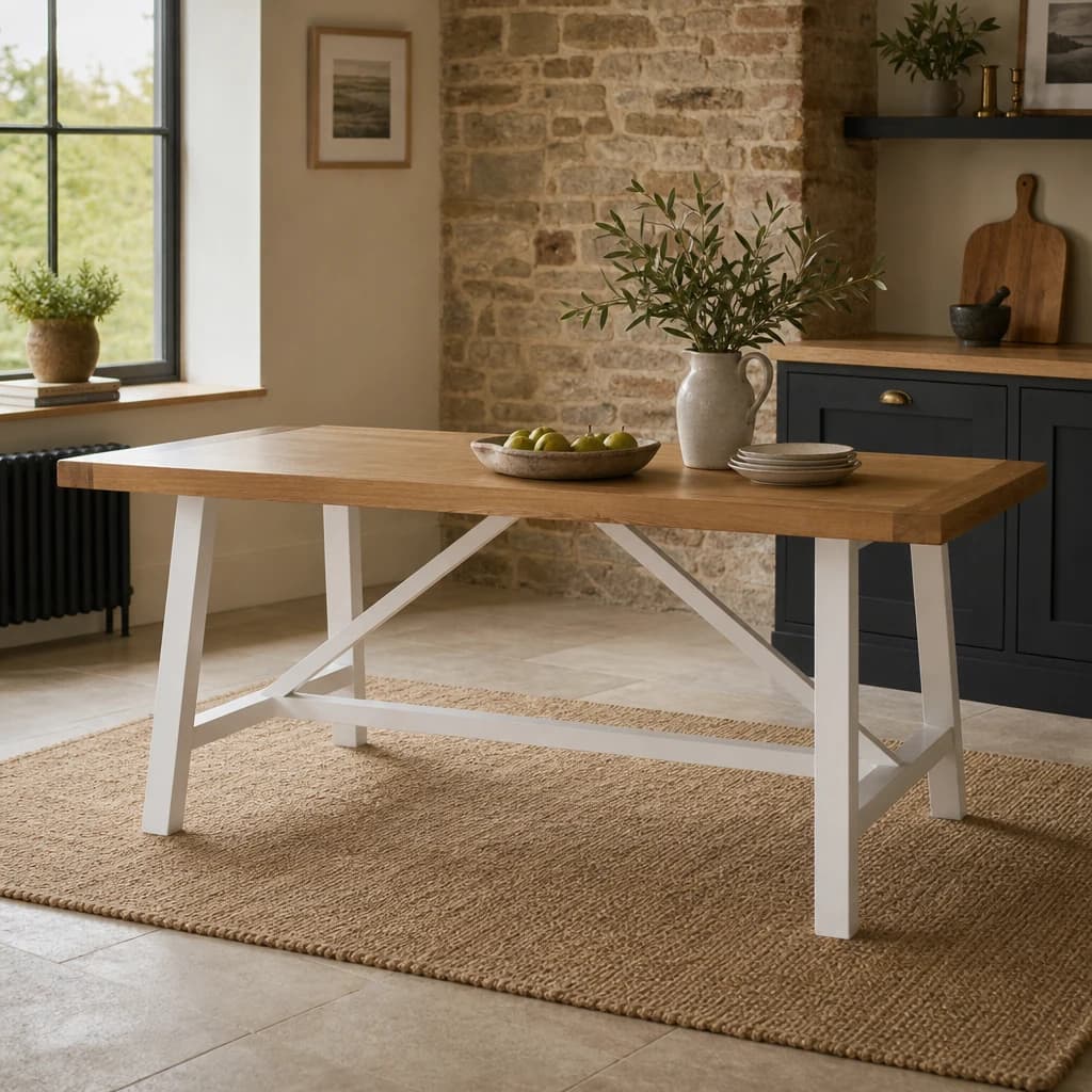 Parkside Natural Oak Wood Top Rectangular Dining Table - Tables, photo 1 of 8