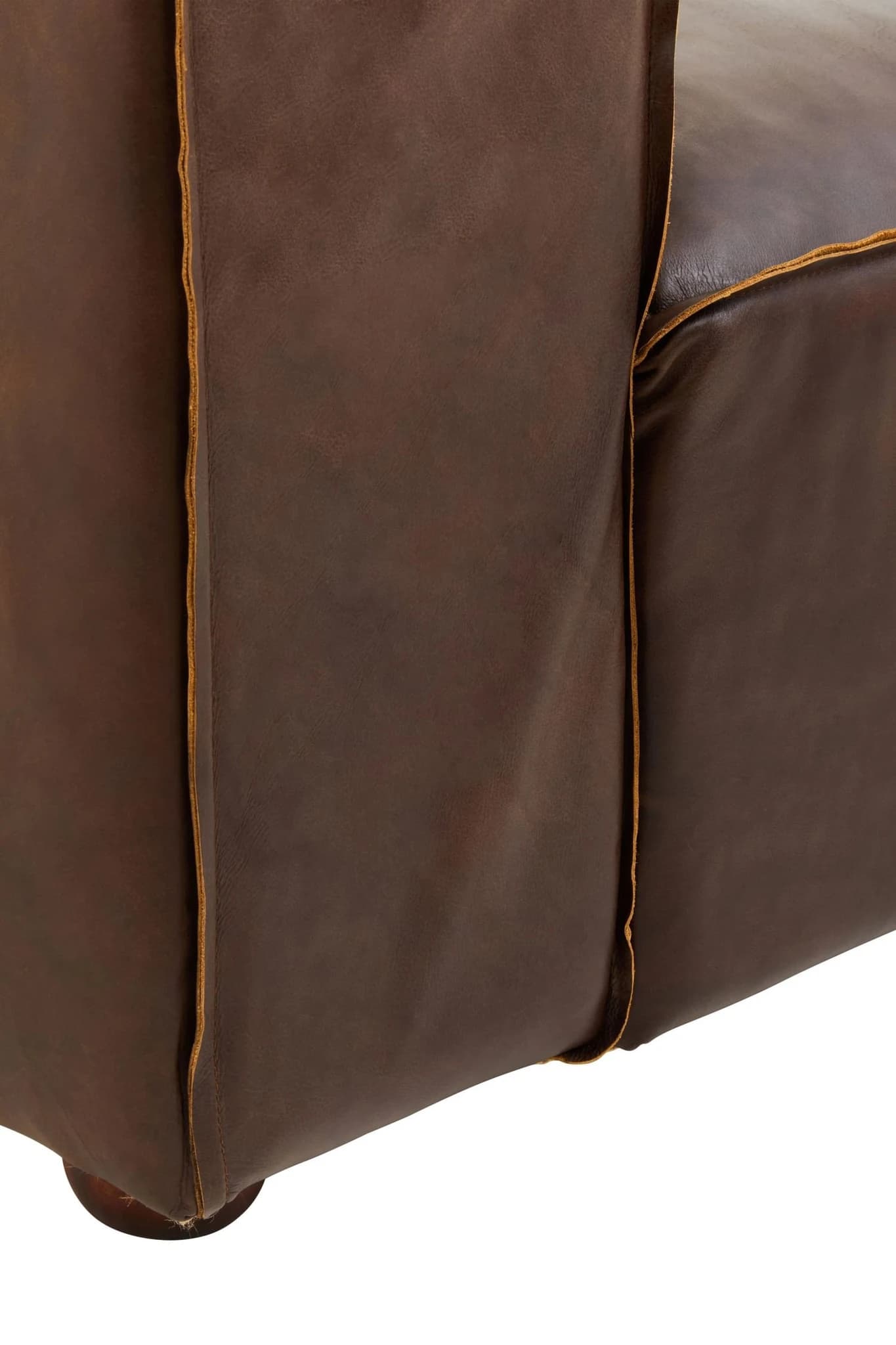 King Antique Brown Two Seater Leather Sofa - Seating, photo 5 of 8