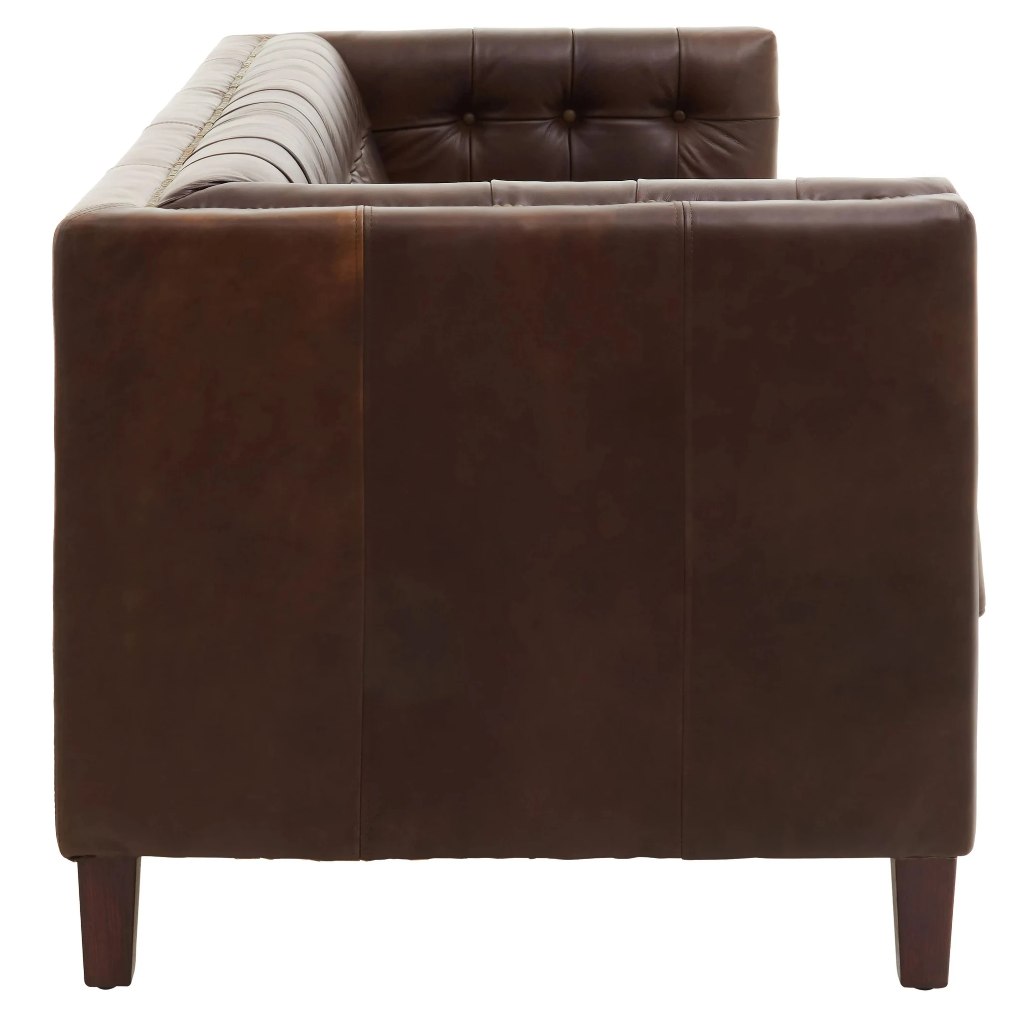 King Dark Brown Leather Three Seat Modern Chesterfield Sofa - Seating, photo 3 of 8