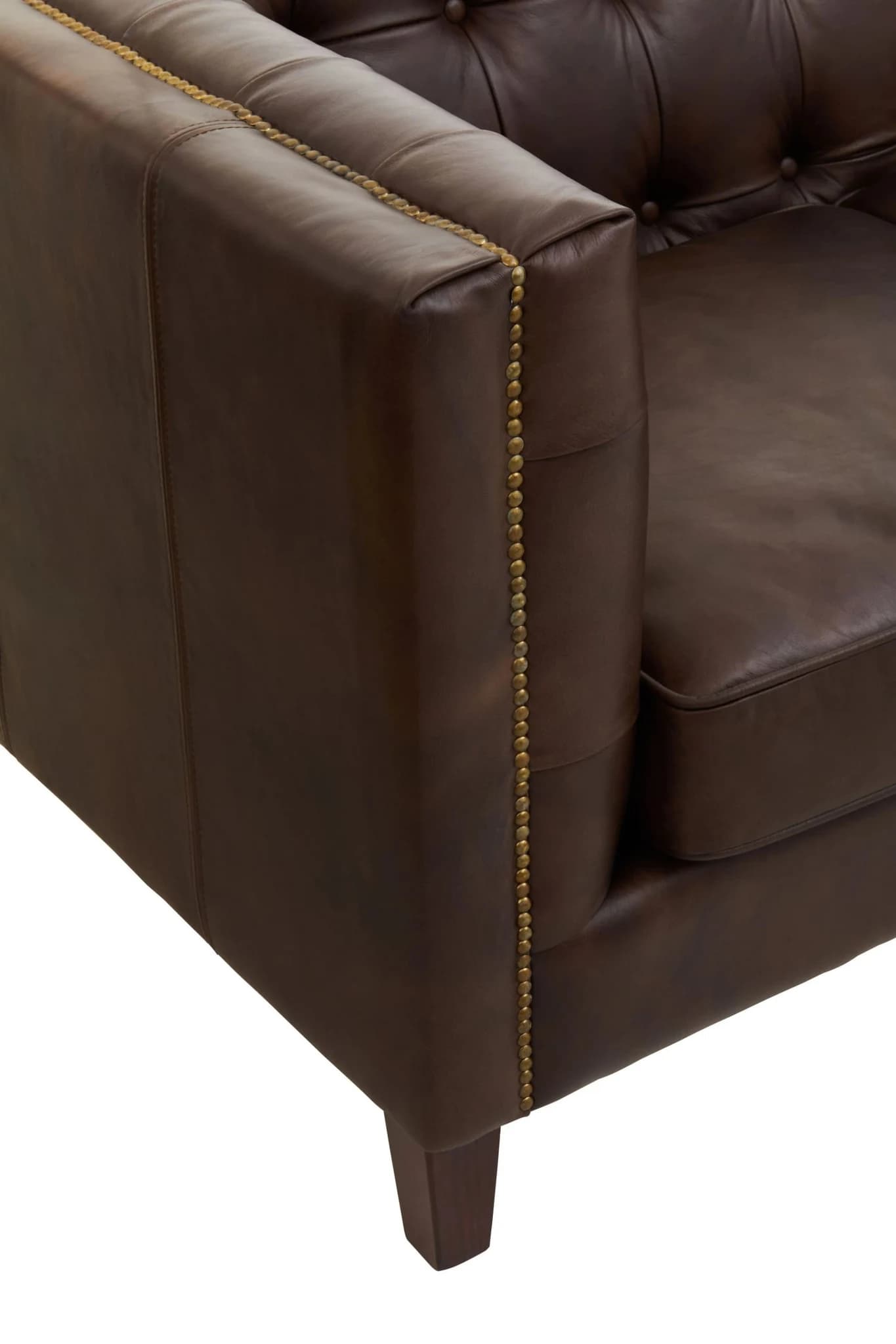 King Dark Brown Leather Three Seat Modern Chesterfield Sofa - Seating, photo 8 of 8