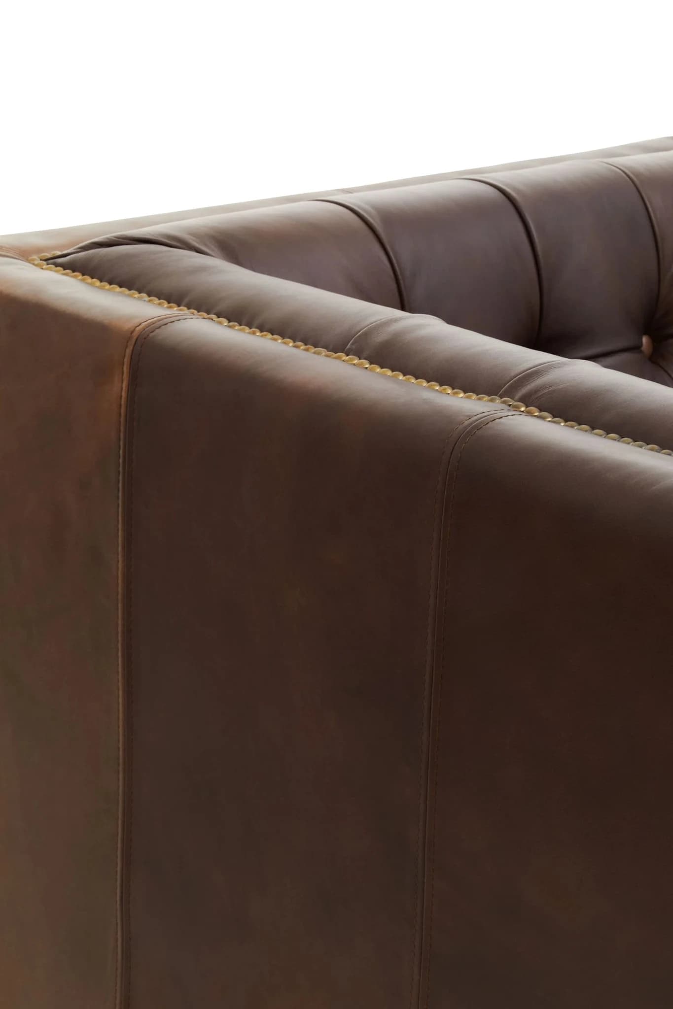 King Dark Brown Leather Three Seat Modern Chesterfield Sofa - Seating, photo 6 of 8