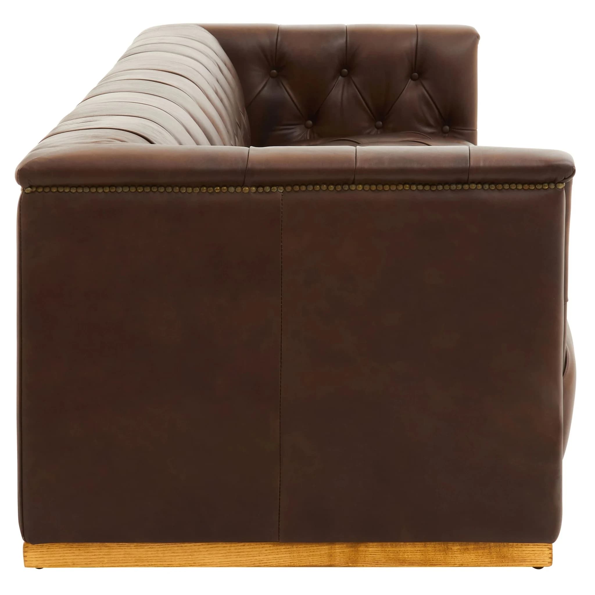 King Dark Brown Leather Three Seat Modern Chesterfield Sofa - Seating, photo 3 of 8