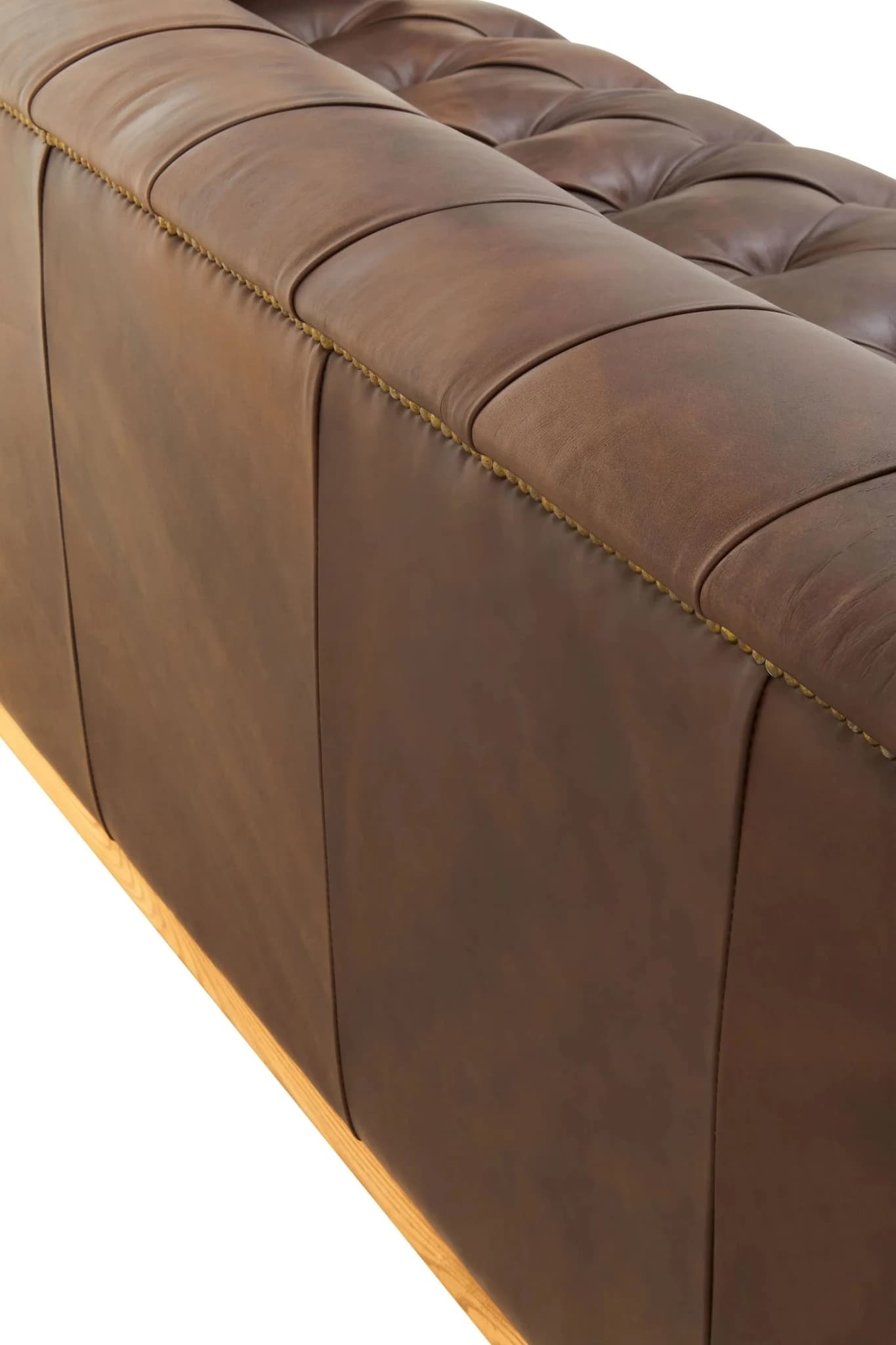 King Dark Brown Leather Three Seat Modern Chesterfield Sofa - Seating, photo 5 of 8