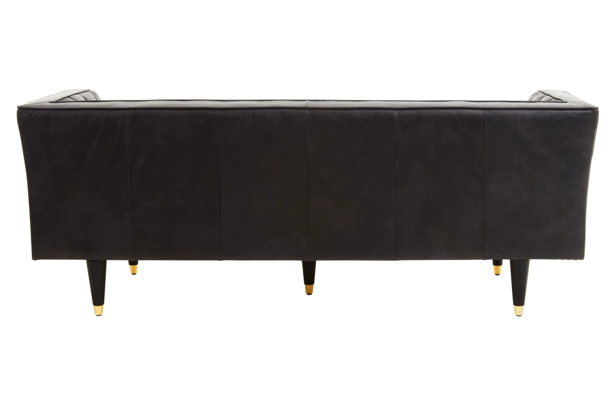 King Black Leather Three Seat Sofa With Flared Arms - Seating, photo 5 of 8