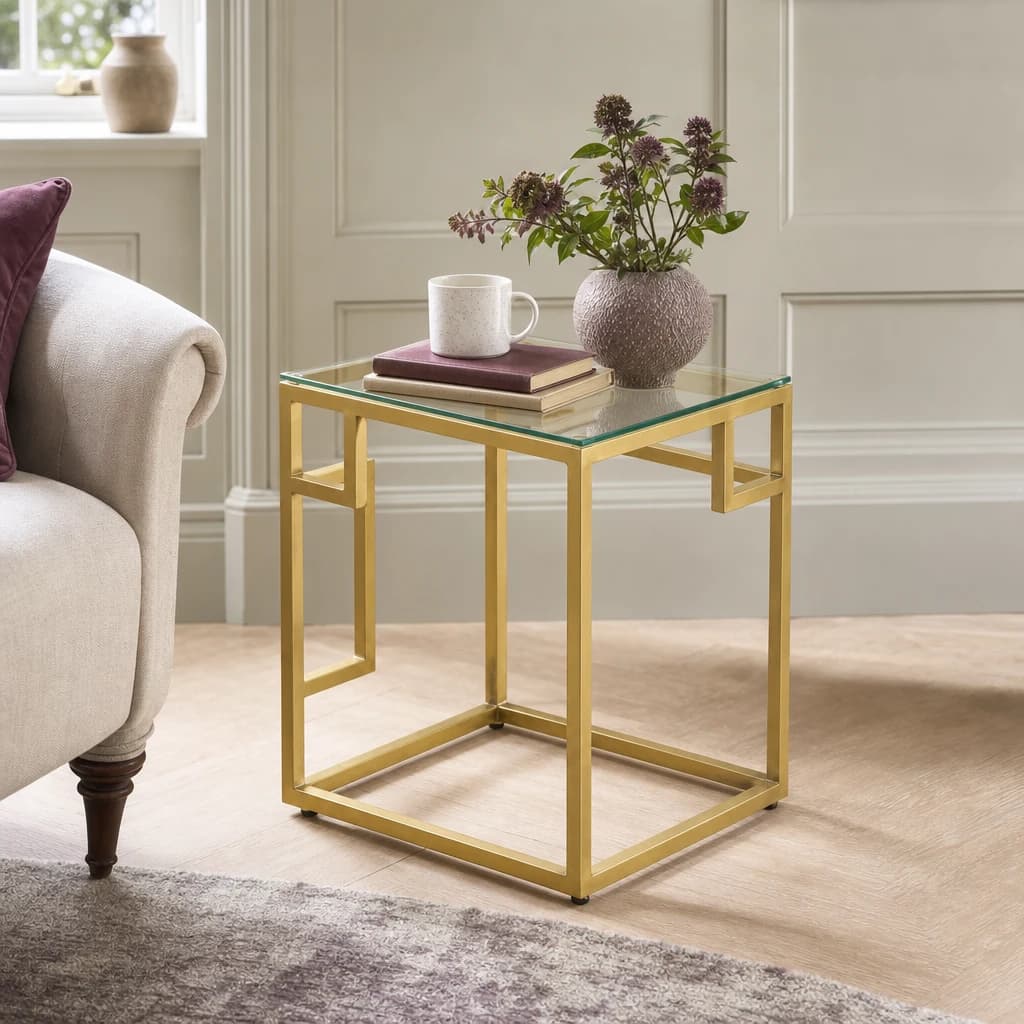 Allure Gold Brushed Side Table - Tables, photo 1 of 6