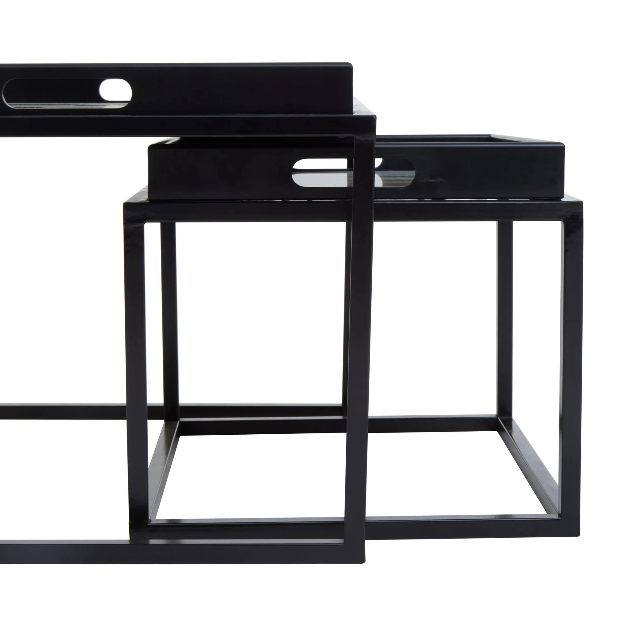 Celina Set Of 2 Abstract Paint Design Nesting Tray Tables - Tables, photo 7 of 8