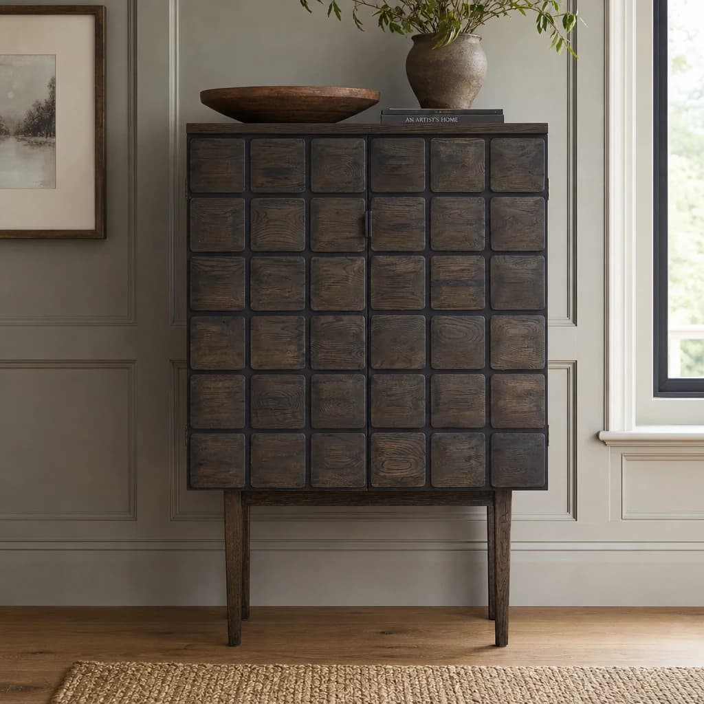 Lucca Recycled Dark Oak Wood Cabinet - Bookcases & shelving, photo 1 of 8