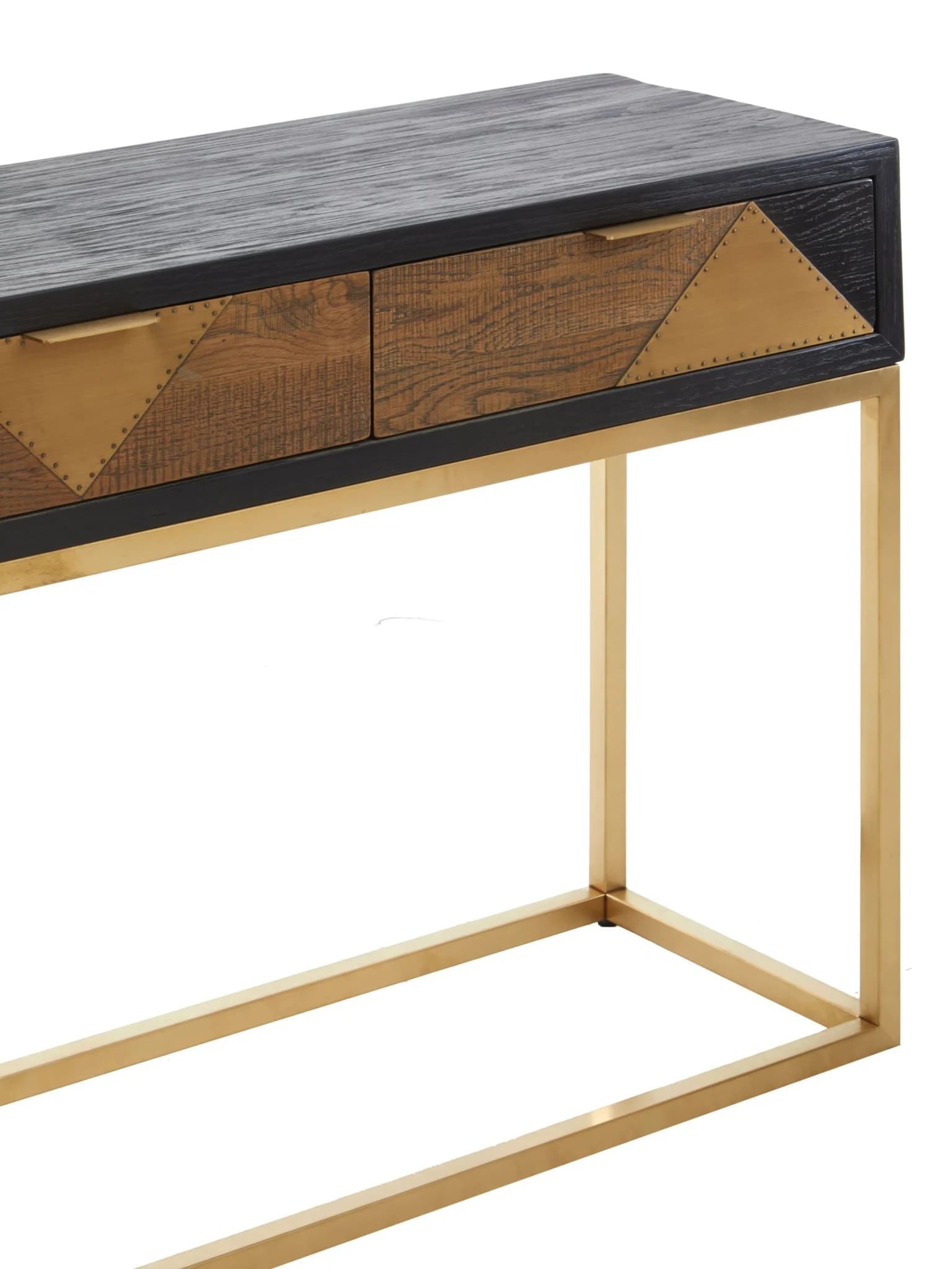 Siena Black and Natural Oak Wood Console Table with Drawers - Tables, photo 7 of 8