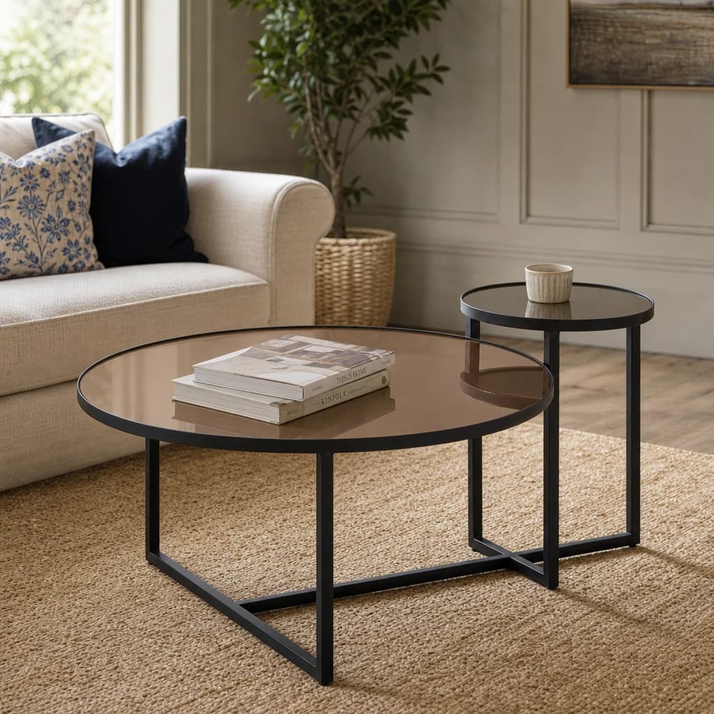 Cercle Smoked Mirror 2 Tier Coffee Table - Tables, photo 1 of 8