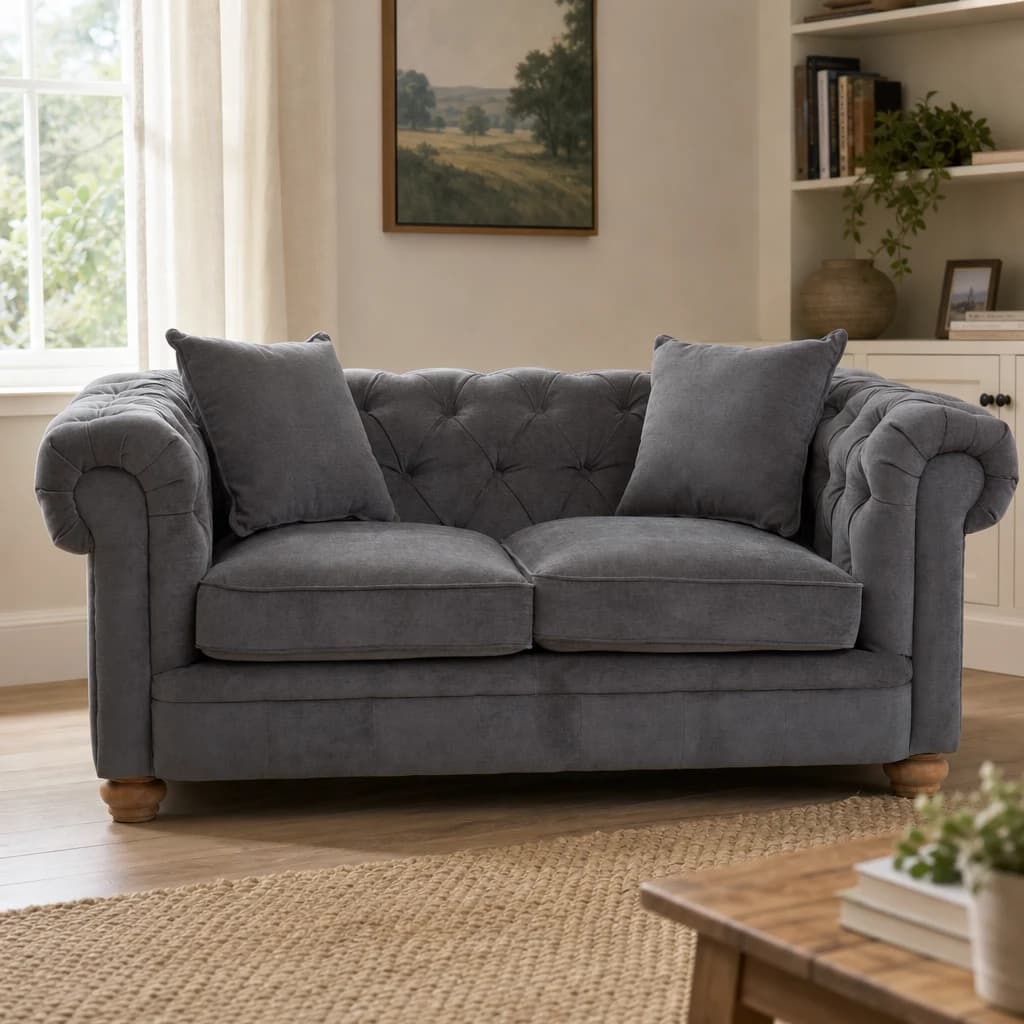 Spencer Grey Fabric 2 Seater Sofa - Seating, photo 1 of 7