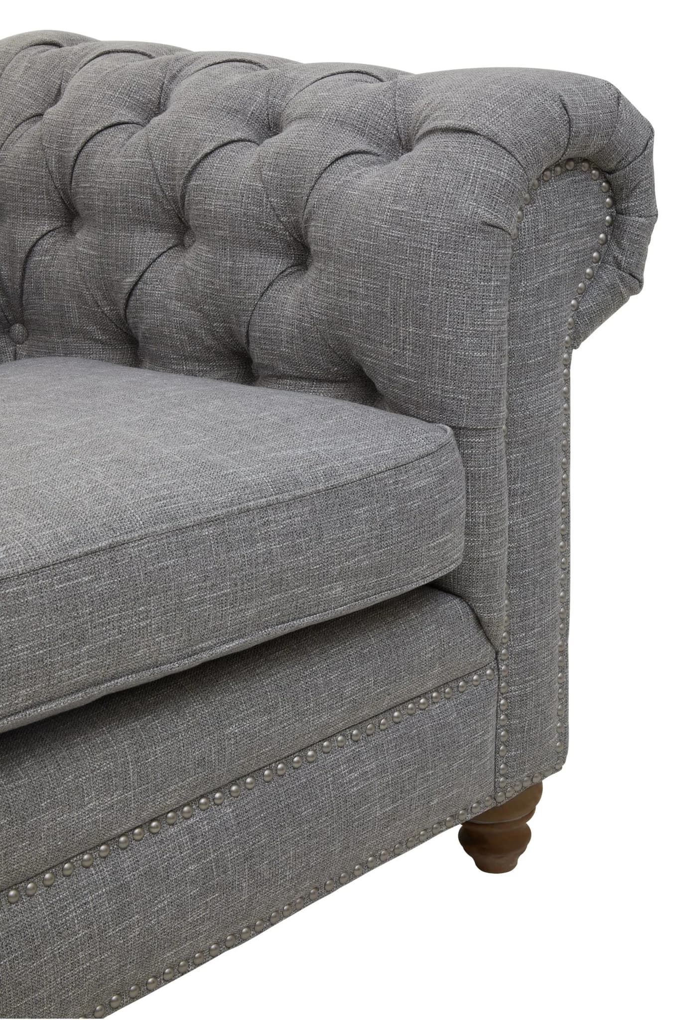 Stella Grey Linen 3 Seater Chesterfield Sofa - Seating, photo 7 of 8