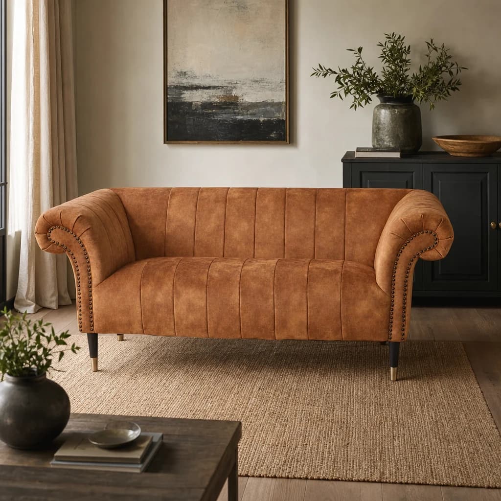 Siena Two Seat Gold Velvet Sofa - Seating, photo 1 of 8
