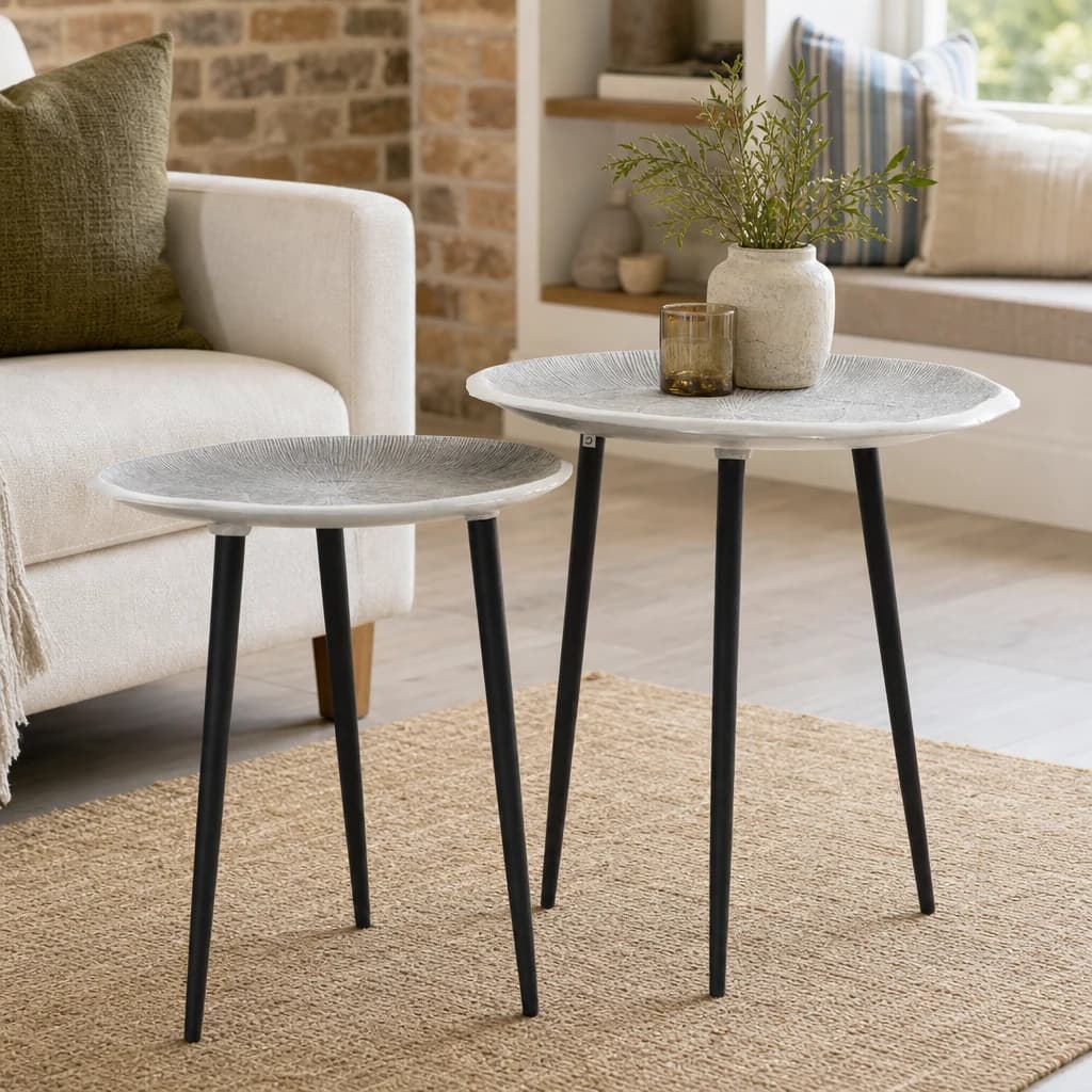 Silva Silver Oak Effect Top Set of 2 Side Tables - Tables, photo 1 of 8
