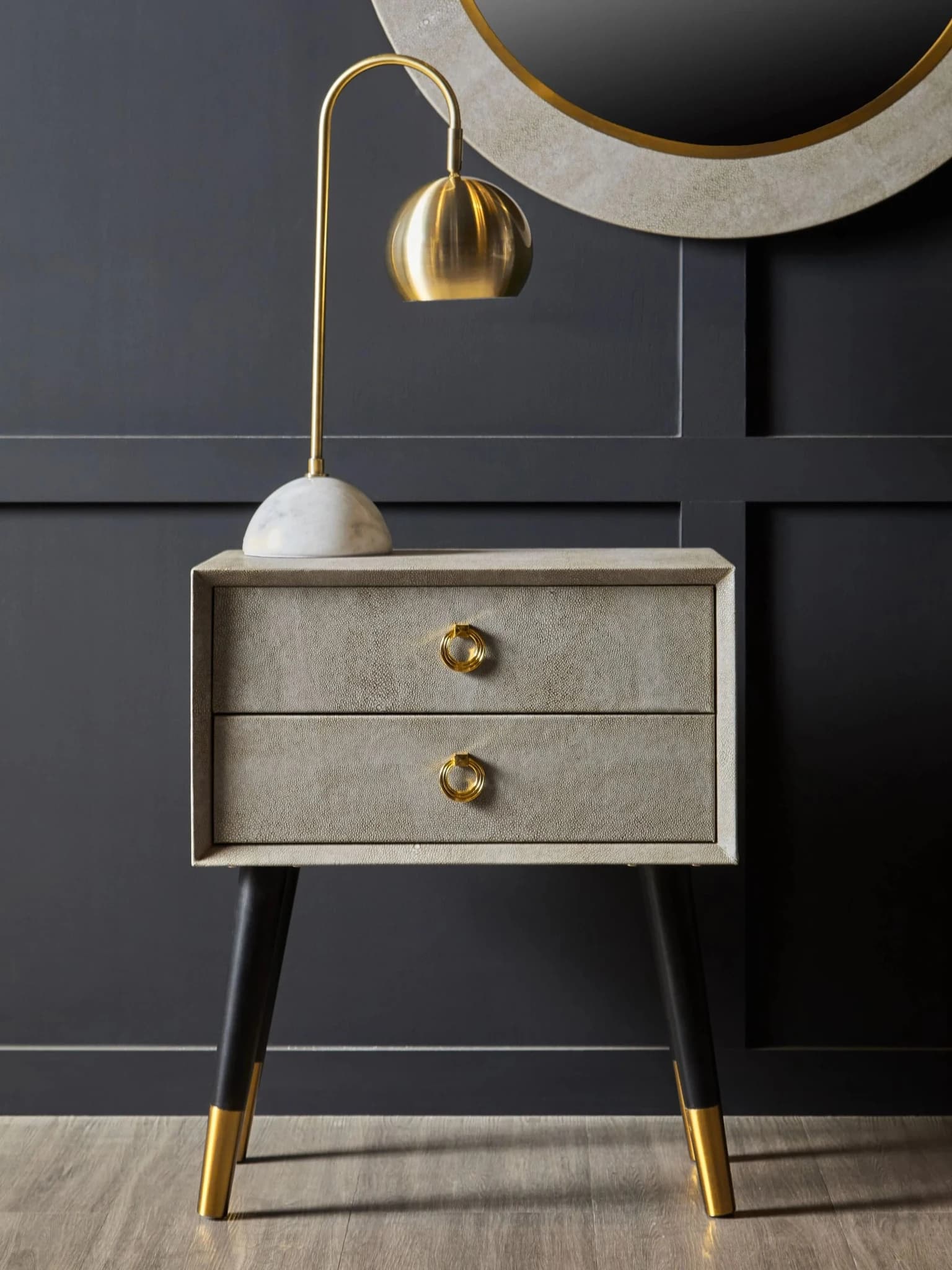 Cadio 2 Drawer Shagreen Effect Side Table - Tables, photo 2 of 8