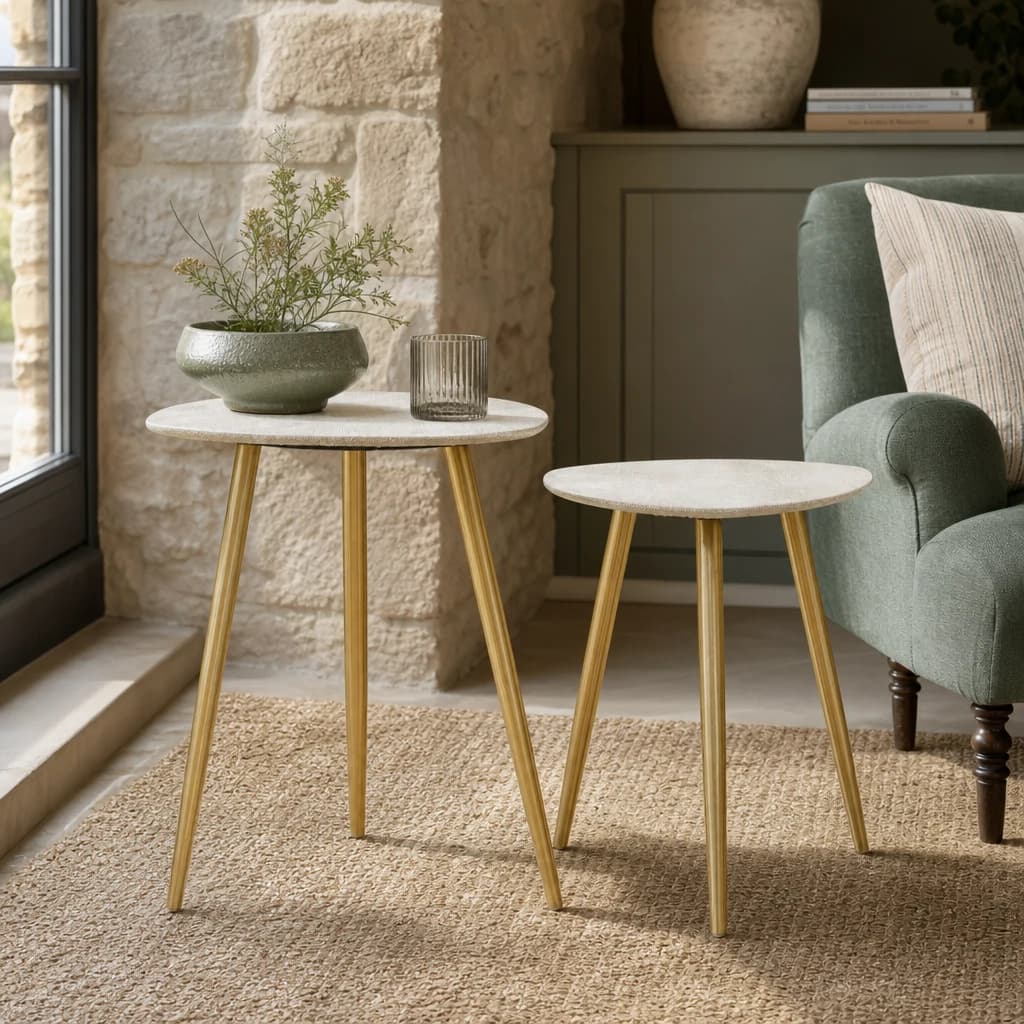 Cadio Shagreen Effect Set Of Two Side Tables - Tables, photo 1 of 8