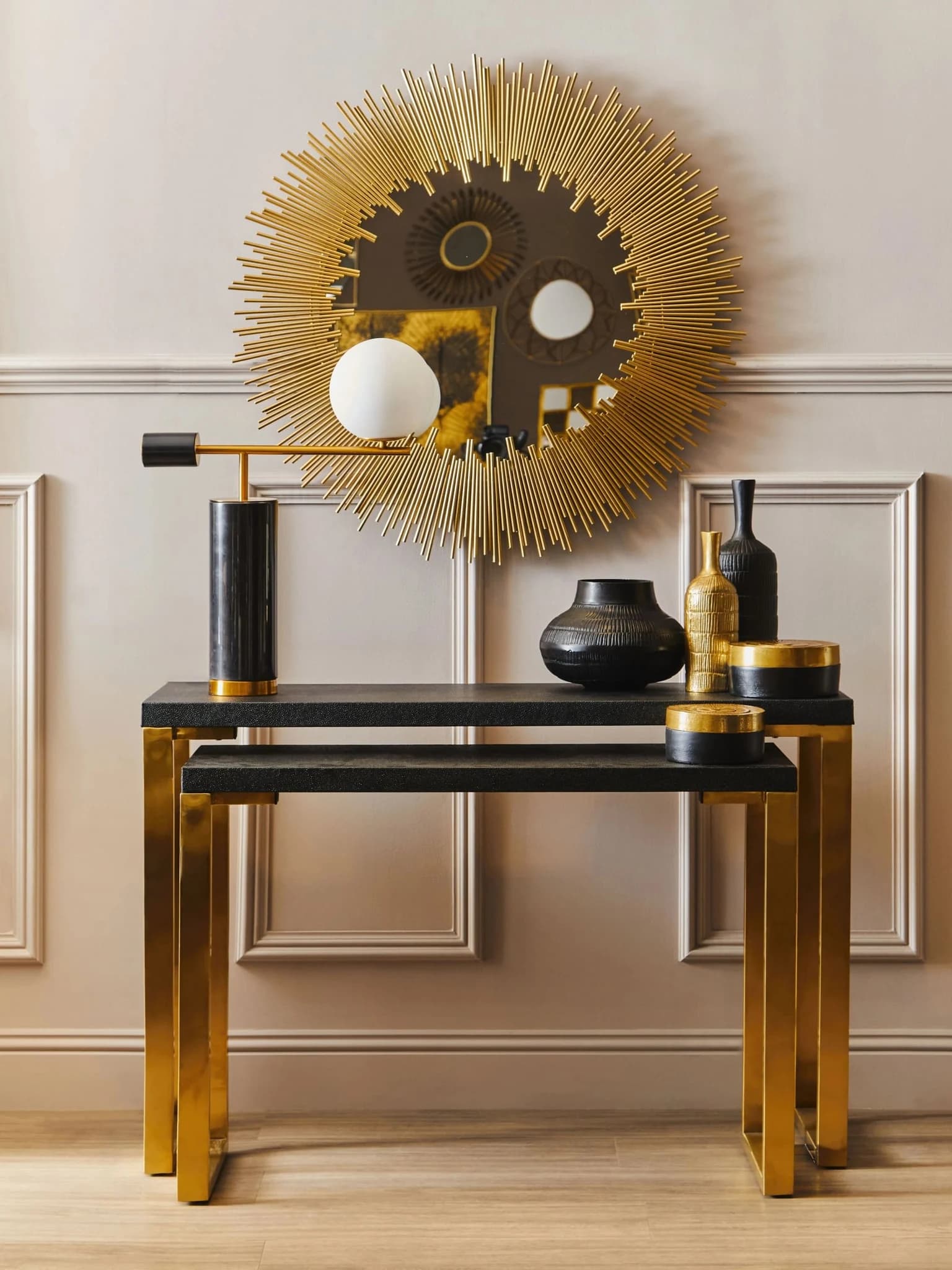 Cardoba Set of Two Black Shagreen Effect Console Tables - Tables, photo 8 of 8