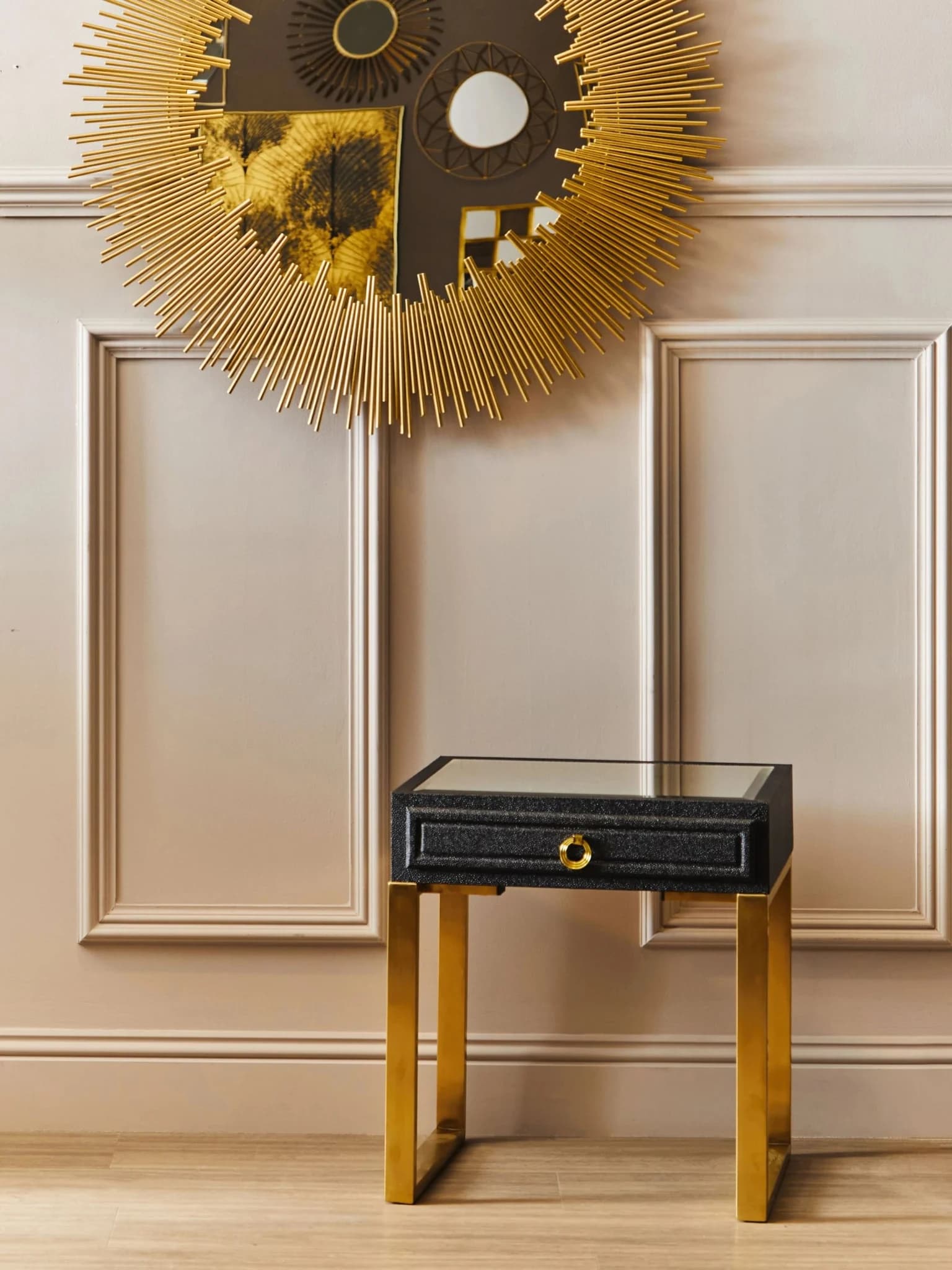 Cardoba 1 Drawer Black Shagreen Effect Side Table - Tables, photo 7 of 8
