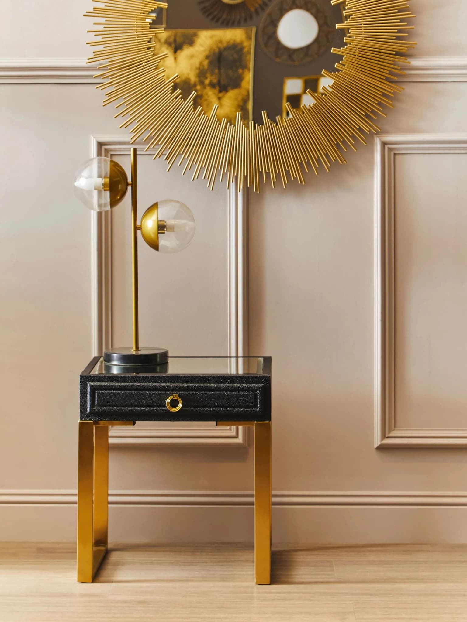 Cardoba 1 Drawer Black Shagreen Effect Side Table - Tables, photo 5 of 8