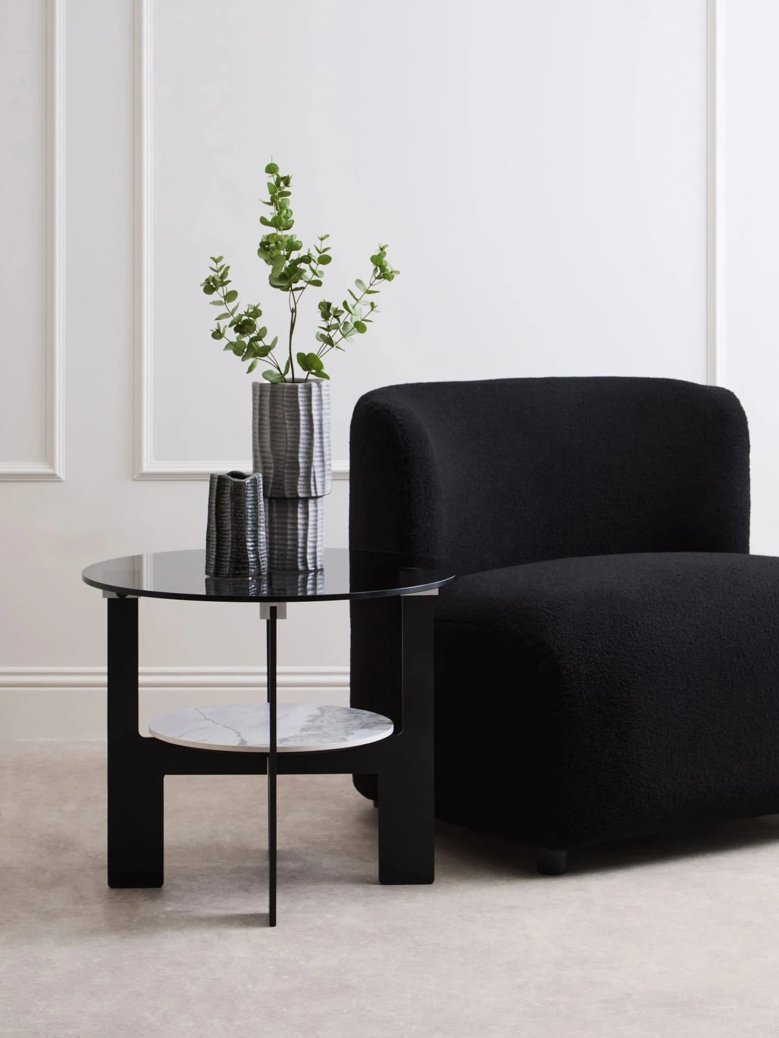 Imperia Grey Glass And Ceramic 2 Tier Small Coffee Table - Tables, photo 4 of 8