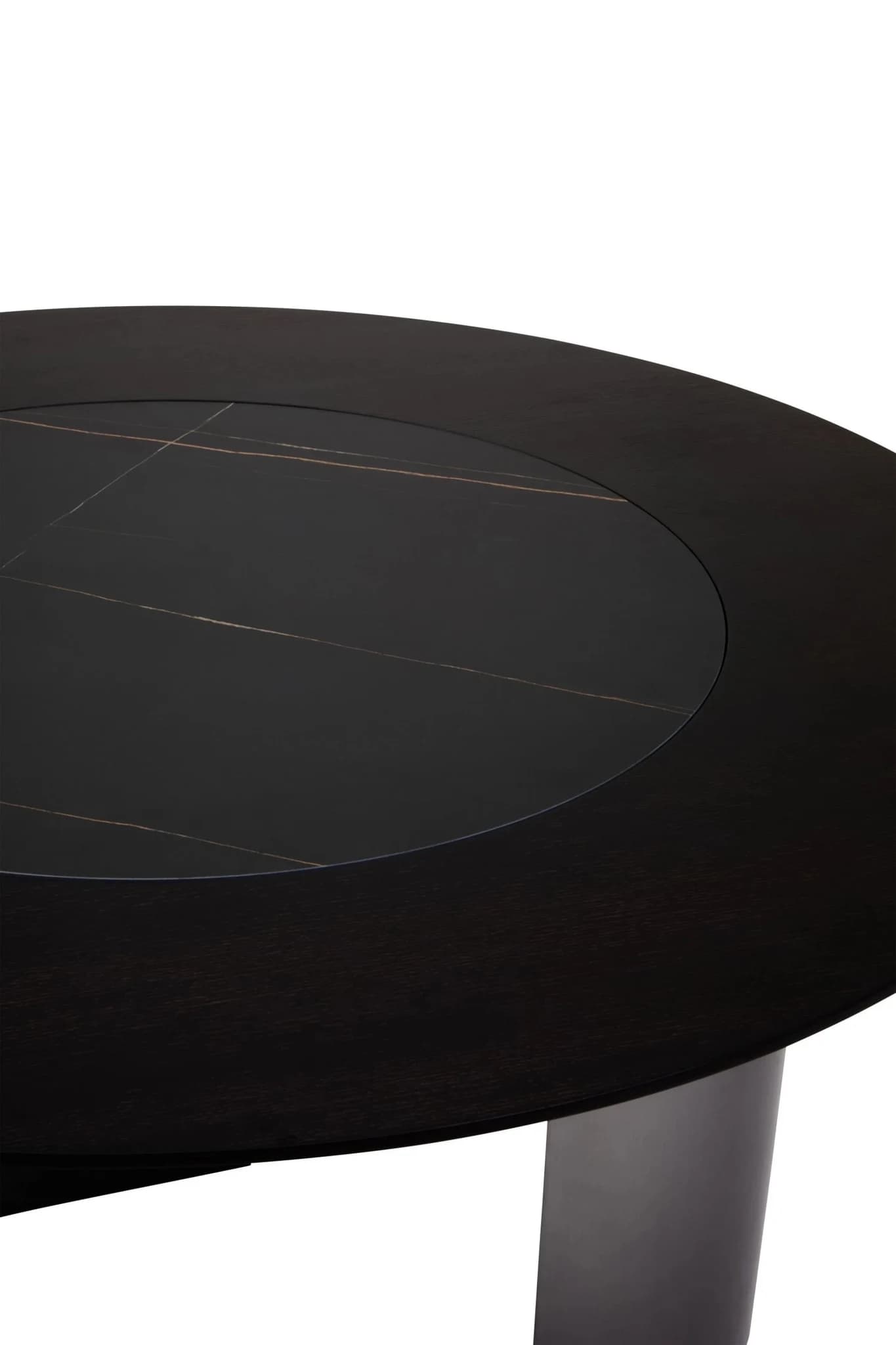 Imperia Wood Veneer Round Dining Table with Ceramic Lazy Susan - Tables, photo 3 of 6