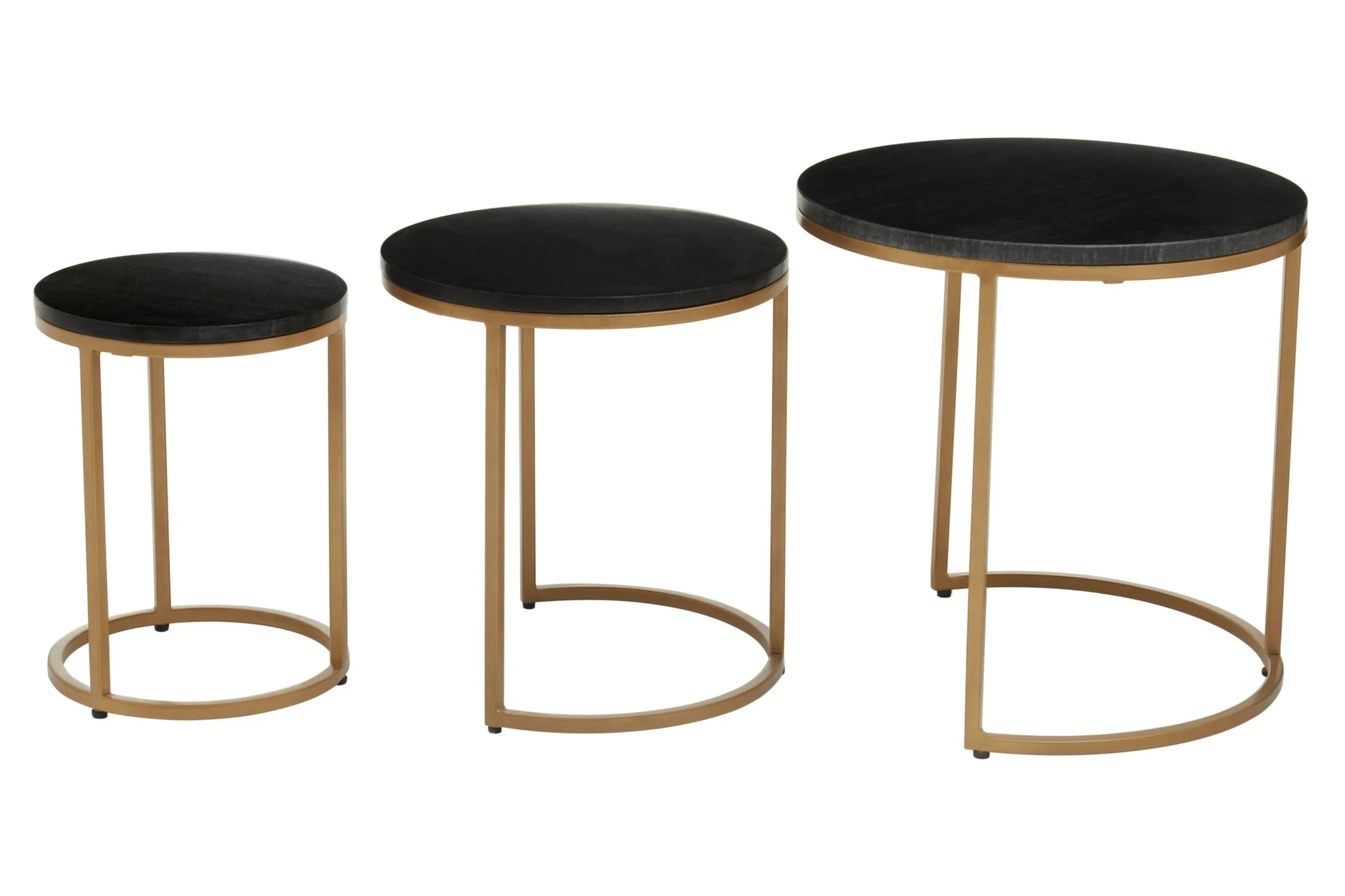 Varana Nest Of Three Black Marble Top Tables - Tables, photo 7 of 8