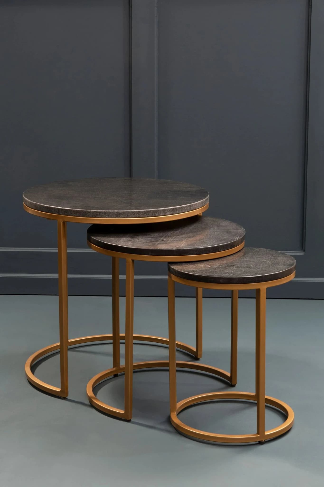 Varana Nest Of Three Black Marble Top Tables - Tables, photo 5 of 8