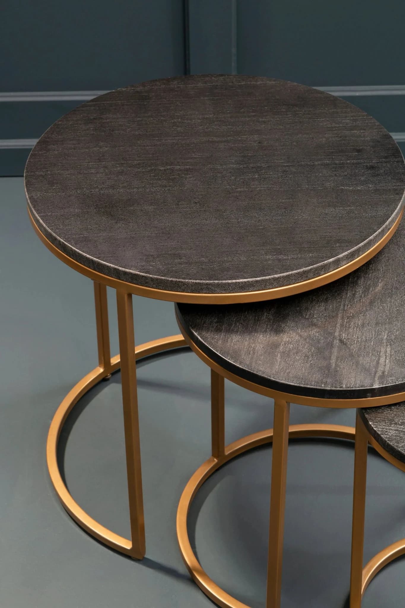 Varana Nest Of Three Black Marble Top Tables - Tables, photo 3 of 8