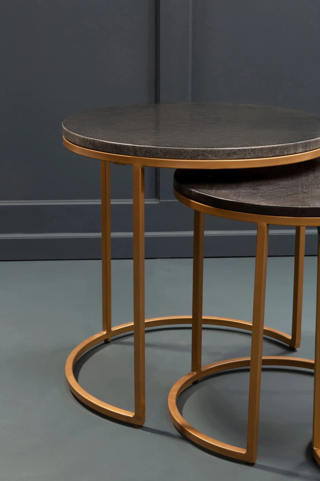 Varana Nest Of Three Black Marble Top Tables - Tables, photo 2 of 8