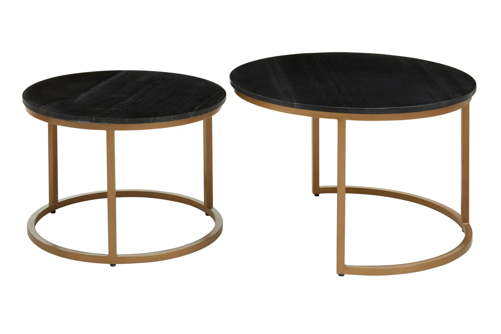 Varana Nest Of Two Black Marble Top Round Coffee Tables - Tables, photo 6 of 8