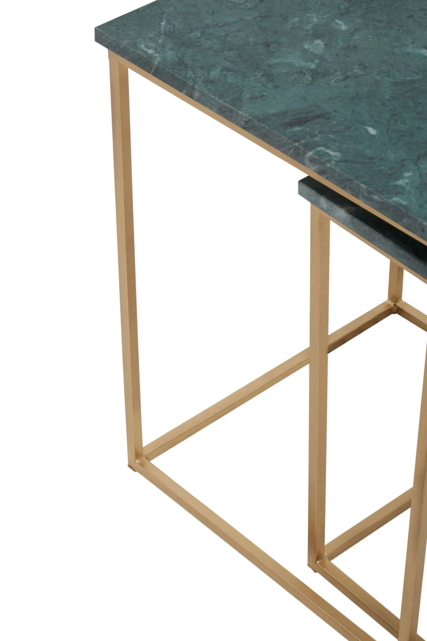 Mandoli Green Marble and Gold Finish Set of 2 Nesting Tables - Tables, photo 8 of 8