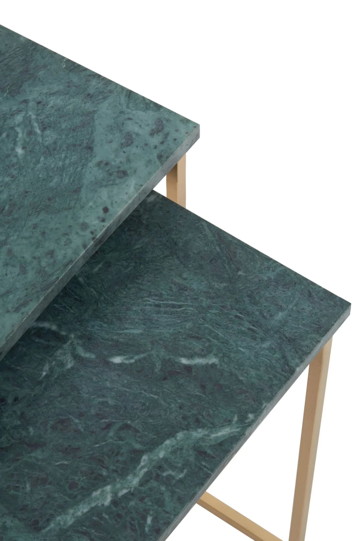 Mandoli Green Marble and Gold Finish Set of 2 Nesting Tables - Tables, photo 7 of 8