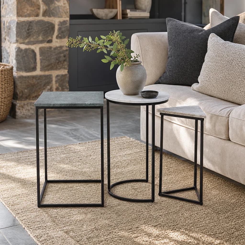 Mandoli Nest Of 3 Assorted Marble Tables - Tables, photo 1 of 8