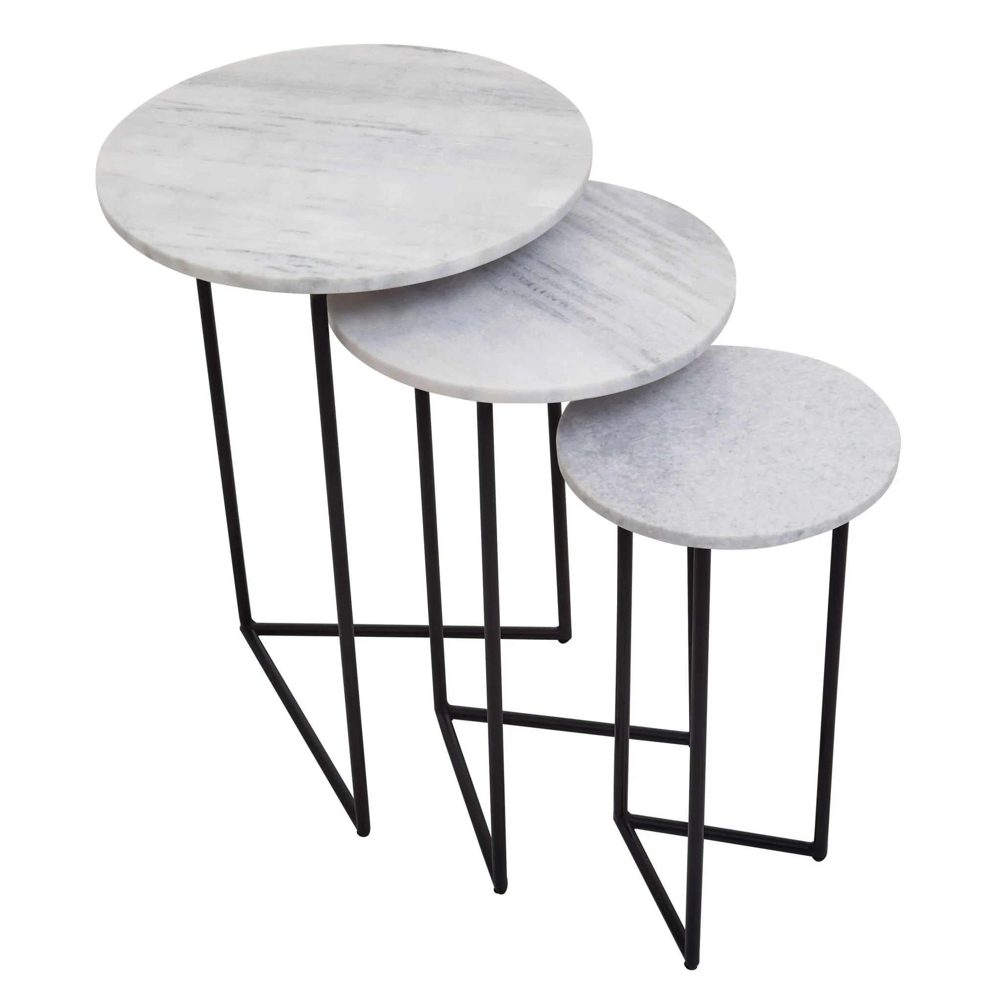 Mandoli Nest Of 3 White Marble Side Tables - Tables, photo 7 of 8