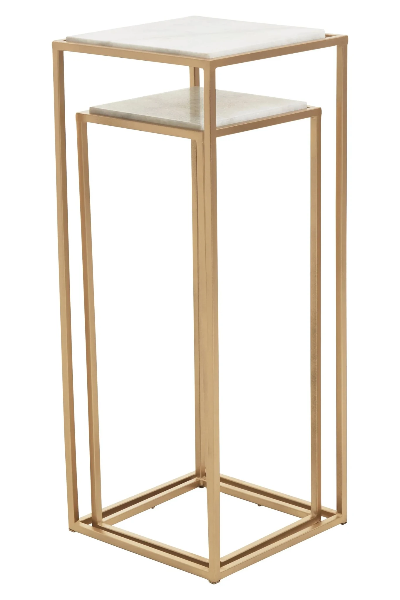 Mandoli White Marble and Gold Set of Tall Side Tables - Tables, photo 8 of 8