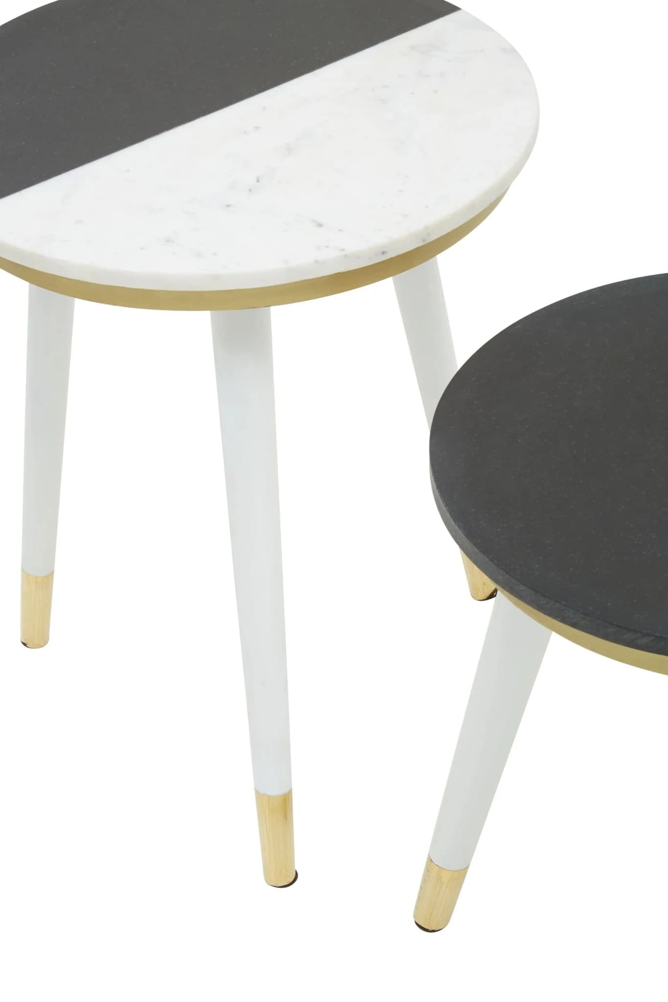 Nirav Black And White Marble Set of 2 Side Tables - Tables, photo 4 of 5