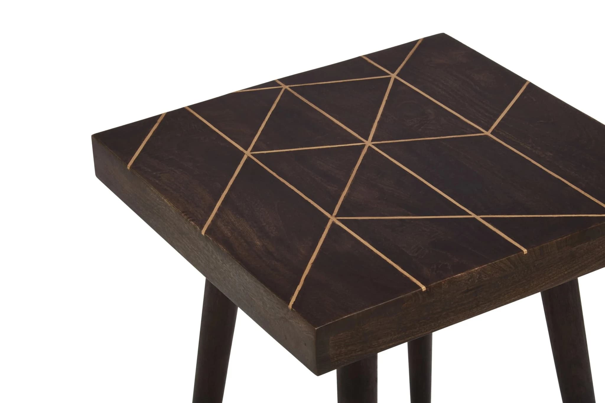 Naro Dark Mango Wood with Gold Inlay Side Table - Tables, photo 6 of 6