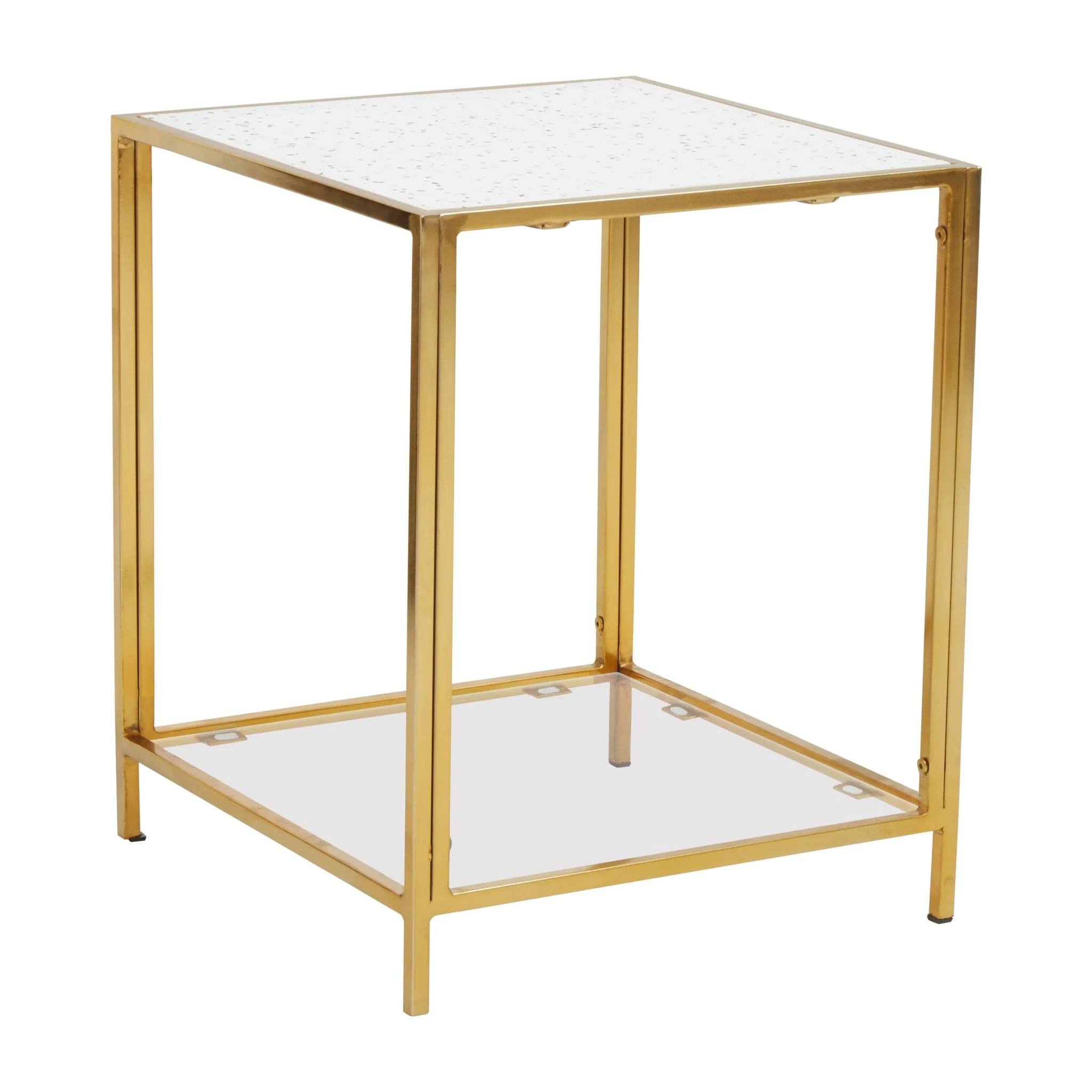 Novi White Terrazzo Effect and Gold Frame Side Table - Tables, photo 5 of 8